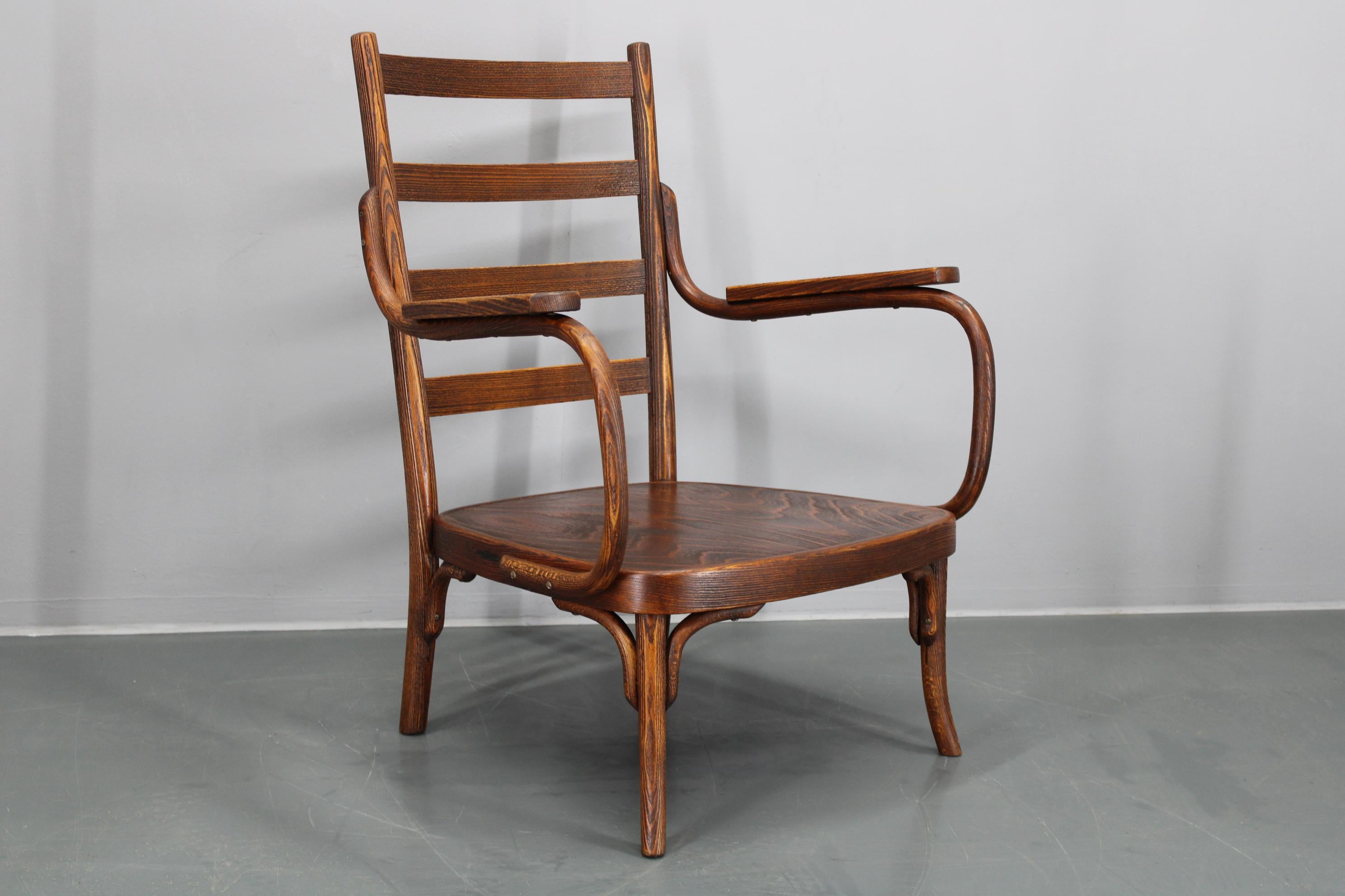 Art Deco 1930s Josef Frank Restored Beech Armcahir by Thonet Model A403/F, Czechoslovakia For Sale