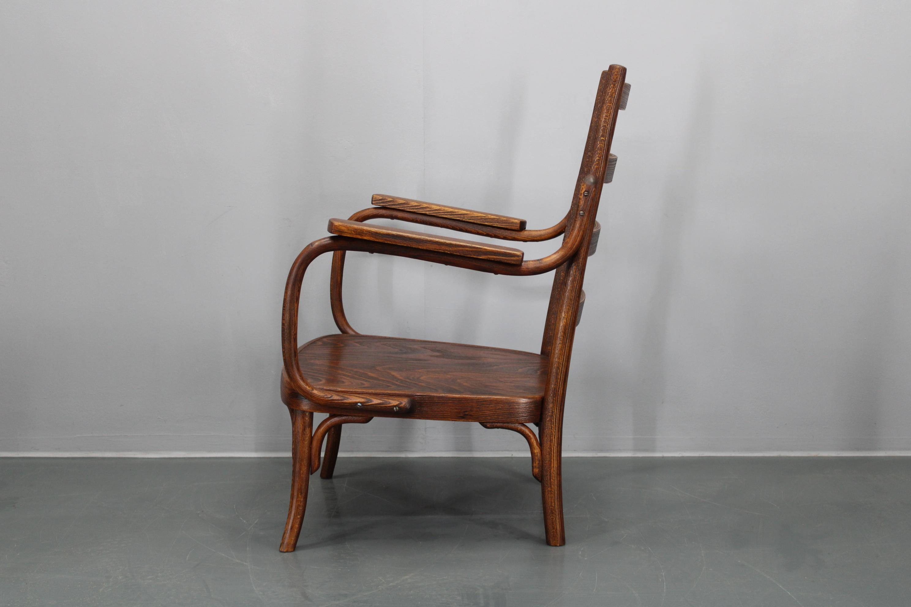 20th Century 1930s Josef Frank Restored Beech Armcahir by Thonet Model A403/F, Czechoslovakia For Sale