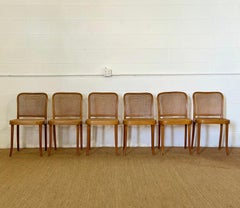 1930er Josef Hoffmann Nr. 811 Prag Bugholz & Rohrgeflecht Esszimmerstühle - 6er Set