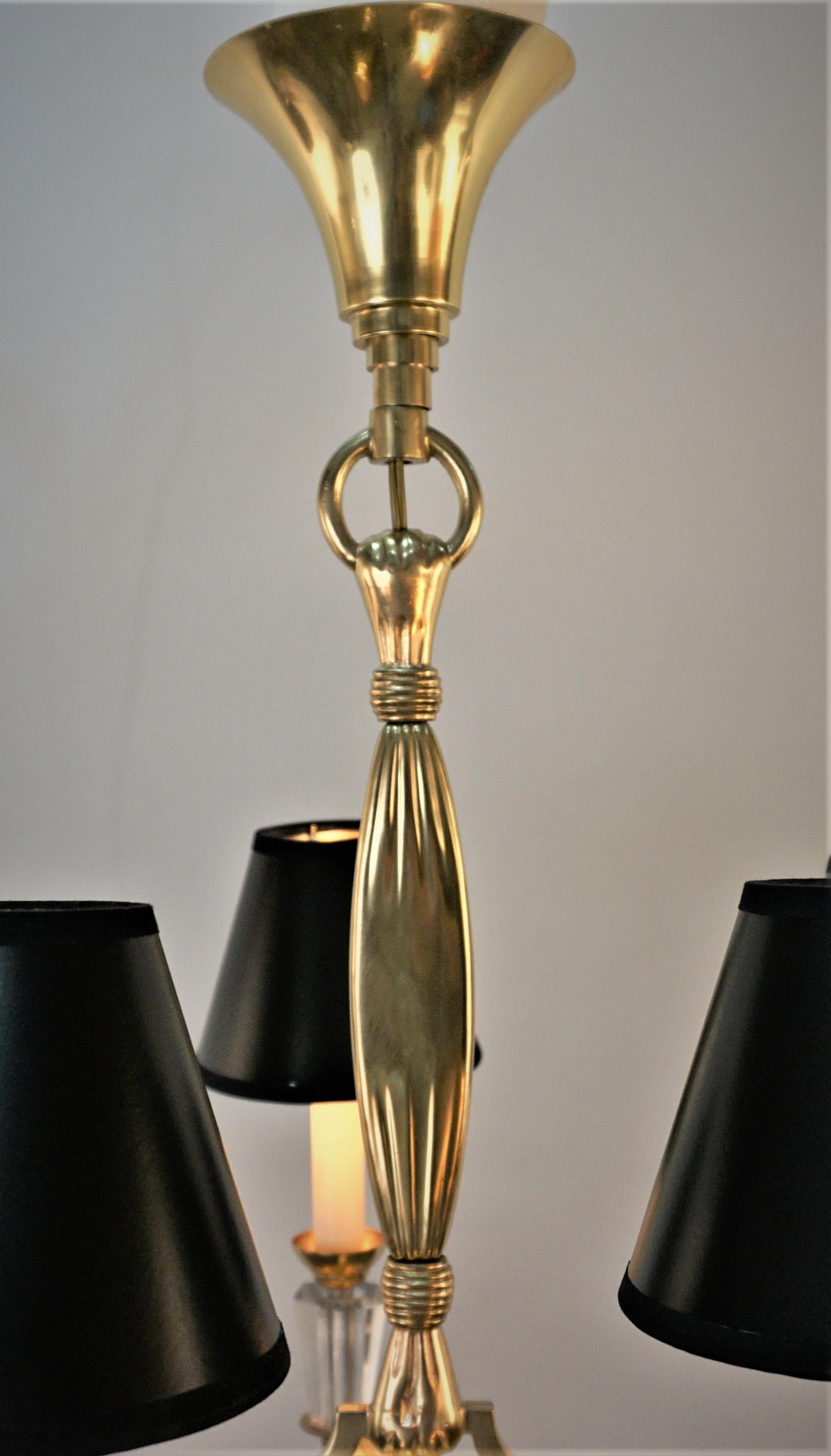 Art Deco 1930s Jules Leleu Bronze Chandelier For Sale