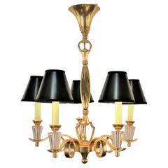 1930s Jules Leleu Bronze Chandelier