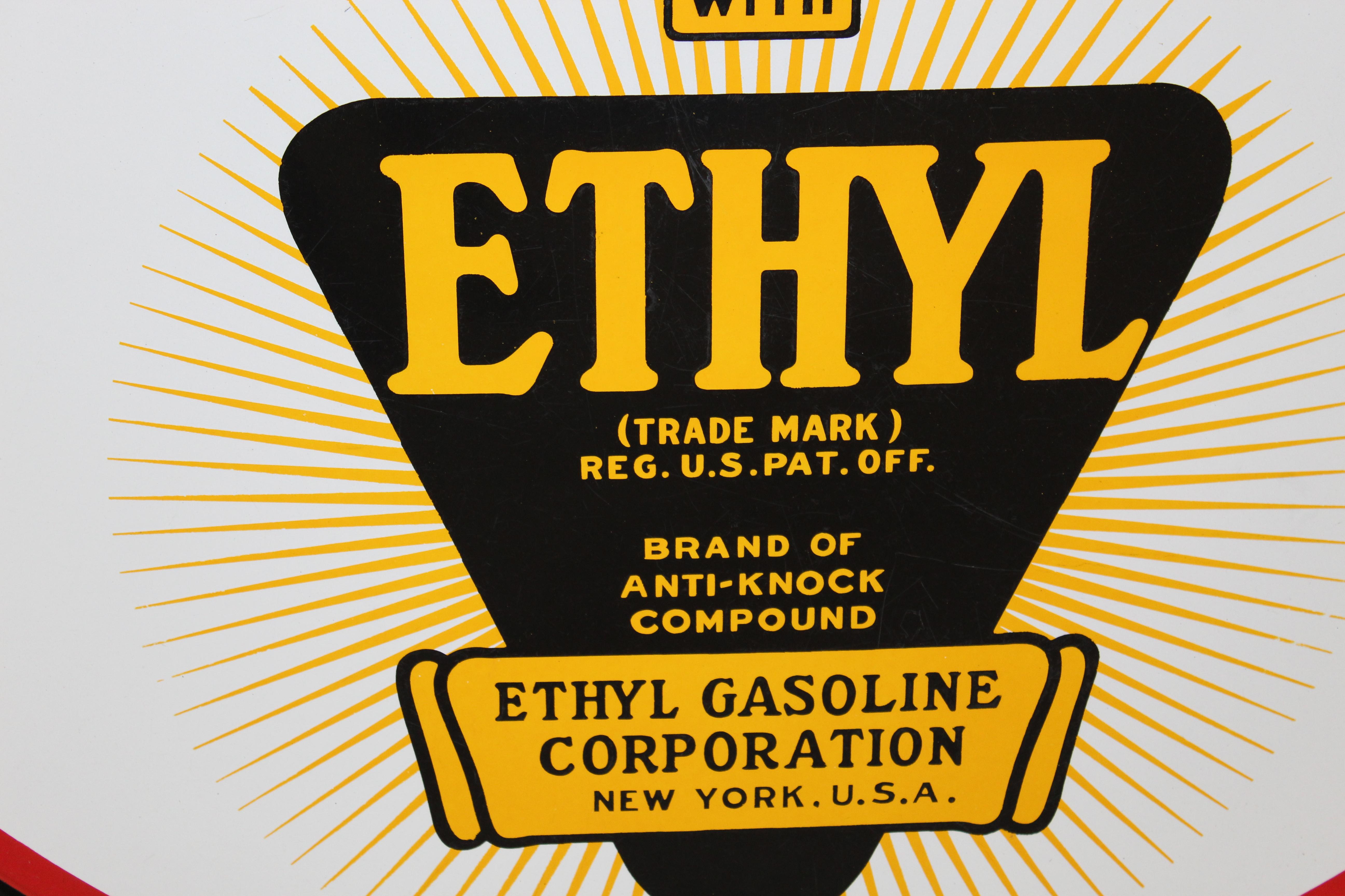1930s Kanotex Ethyl Gasoline Porcelain Sign For Sale 5