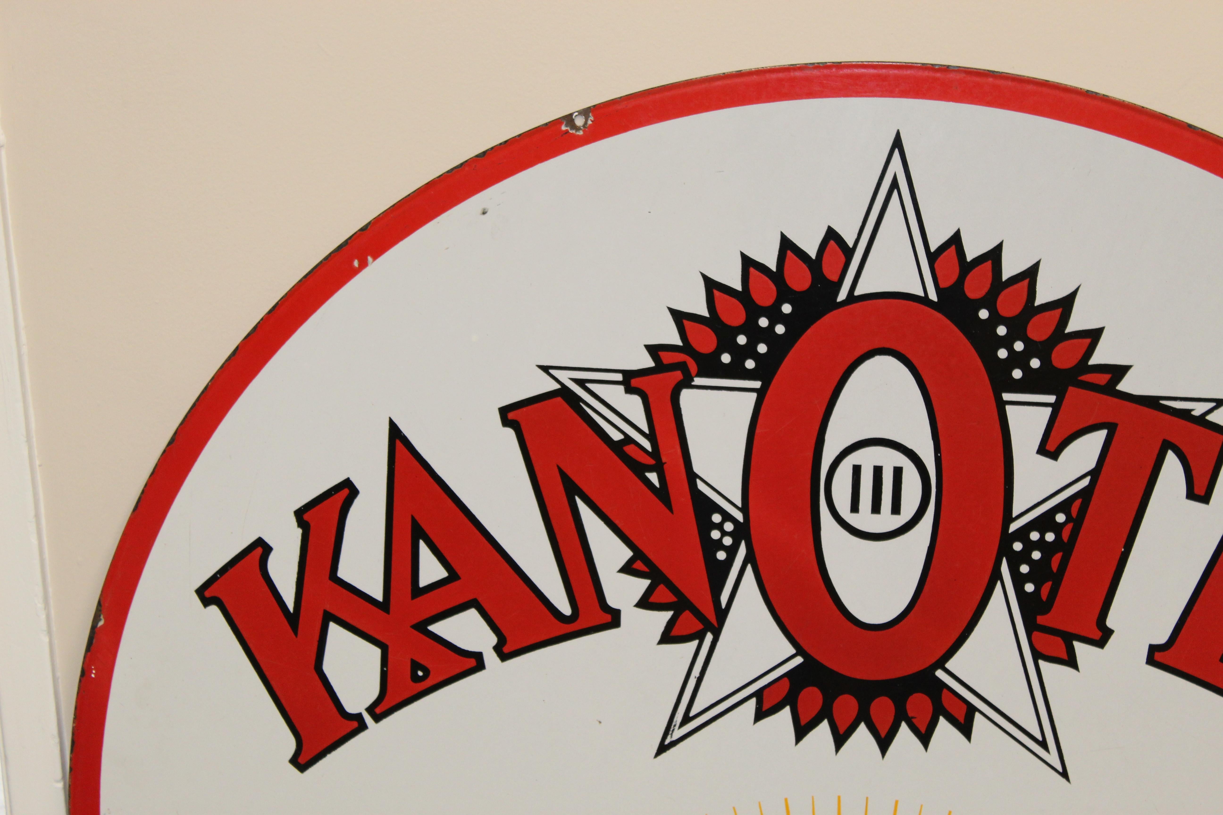 1930s Kanotex Ethyl Gasoline Porcelain Sign For Sale 2