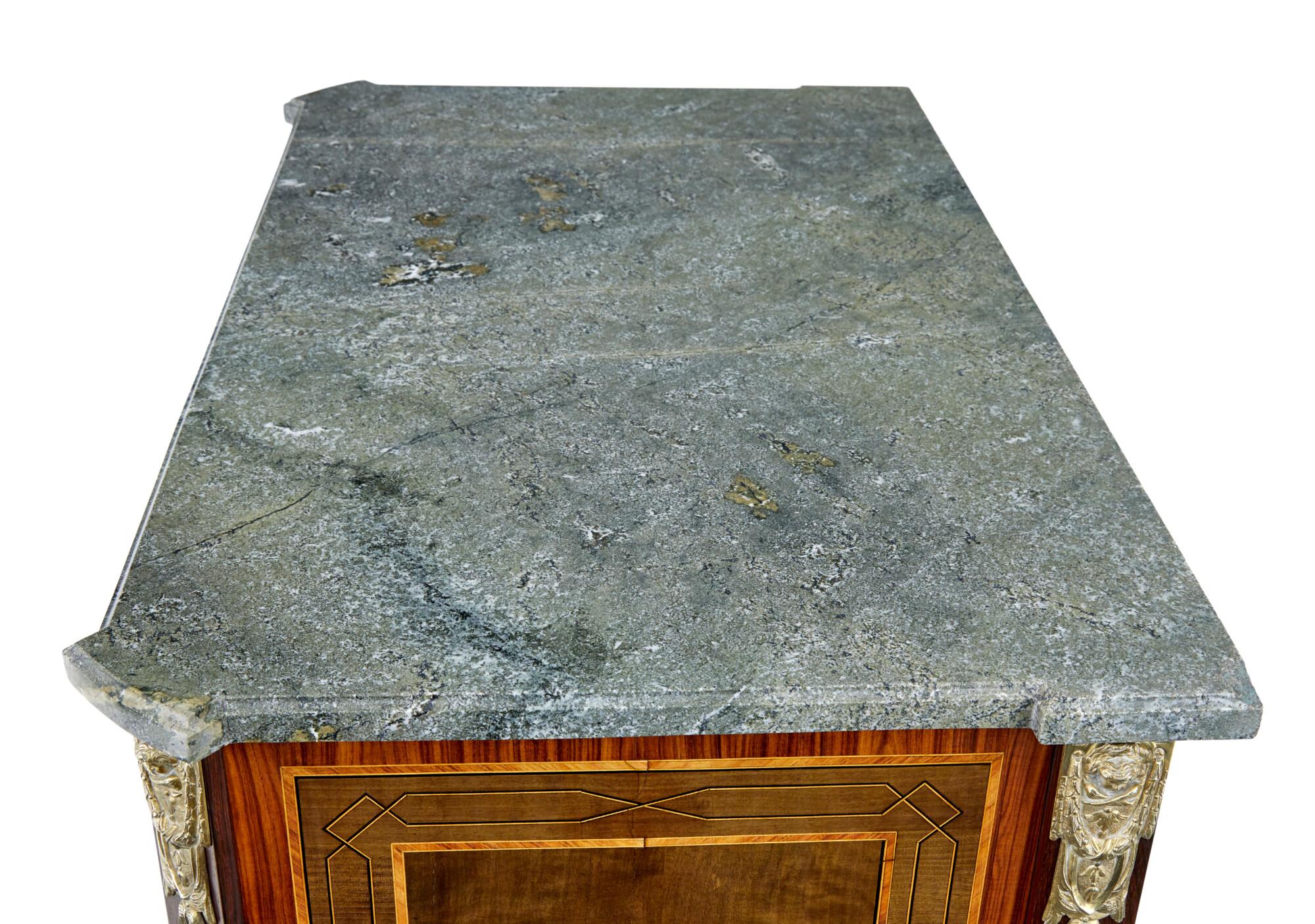 1930’s kingwood inlaid Swedish marble top secretaire For Sale 4