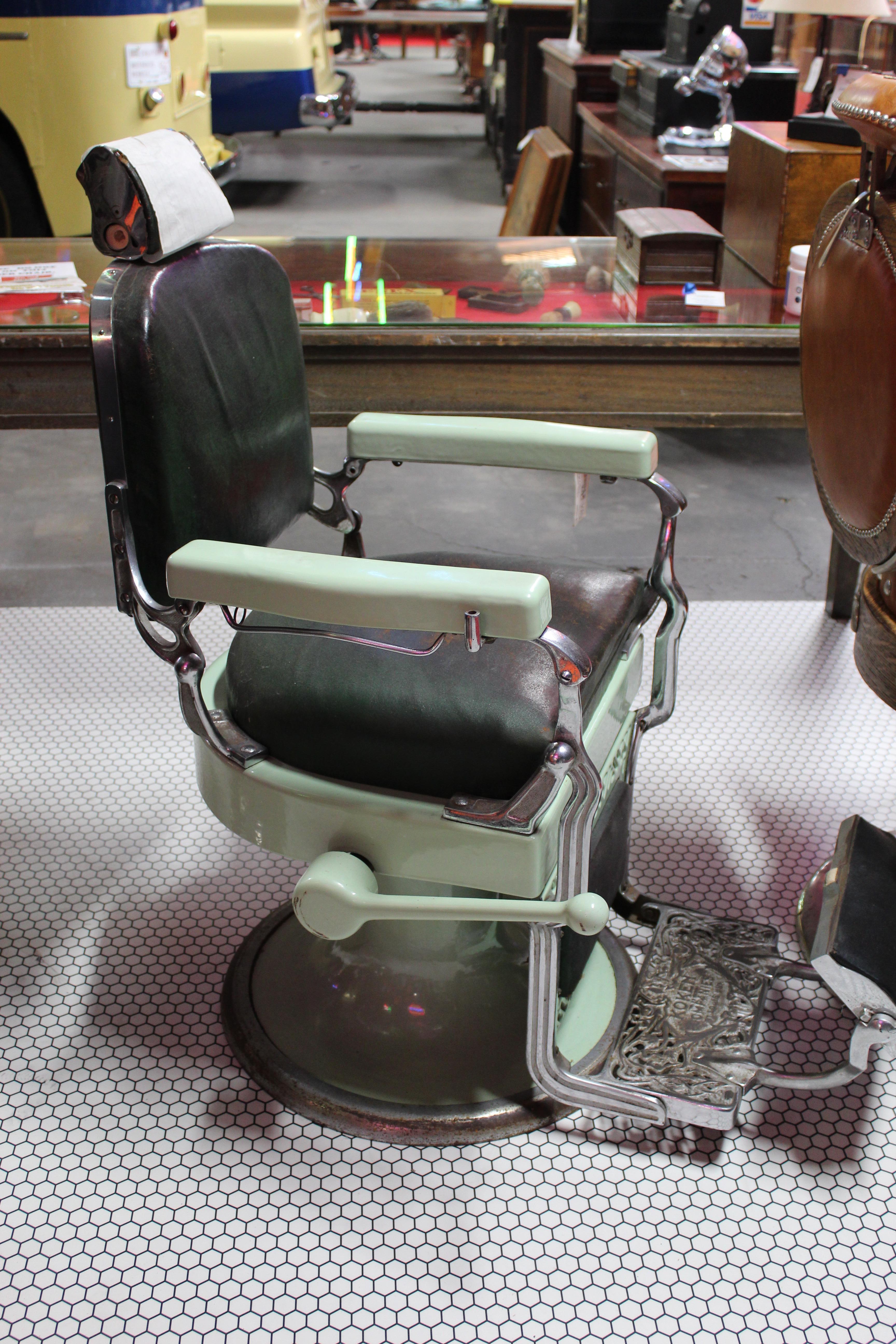 Metal 1930s Koken Antique Barber Chair For Sale