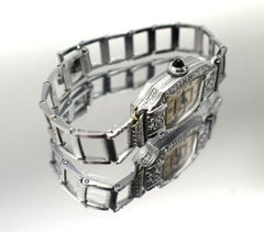 1930s Ladies Art Deco White Gold Filled Wristwatch