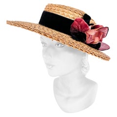 Vintage 1930s Ladies Straw Skimmer