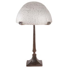 1930s lamp, Art Deco, Wrought Iron Signed Le Fer Forgé Henri Fournet