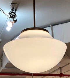 1930s Mushroom School House Pendant Light