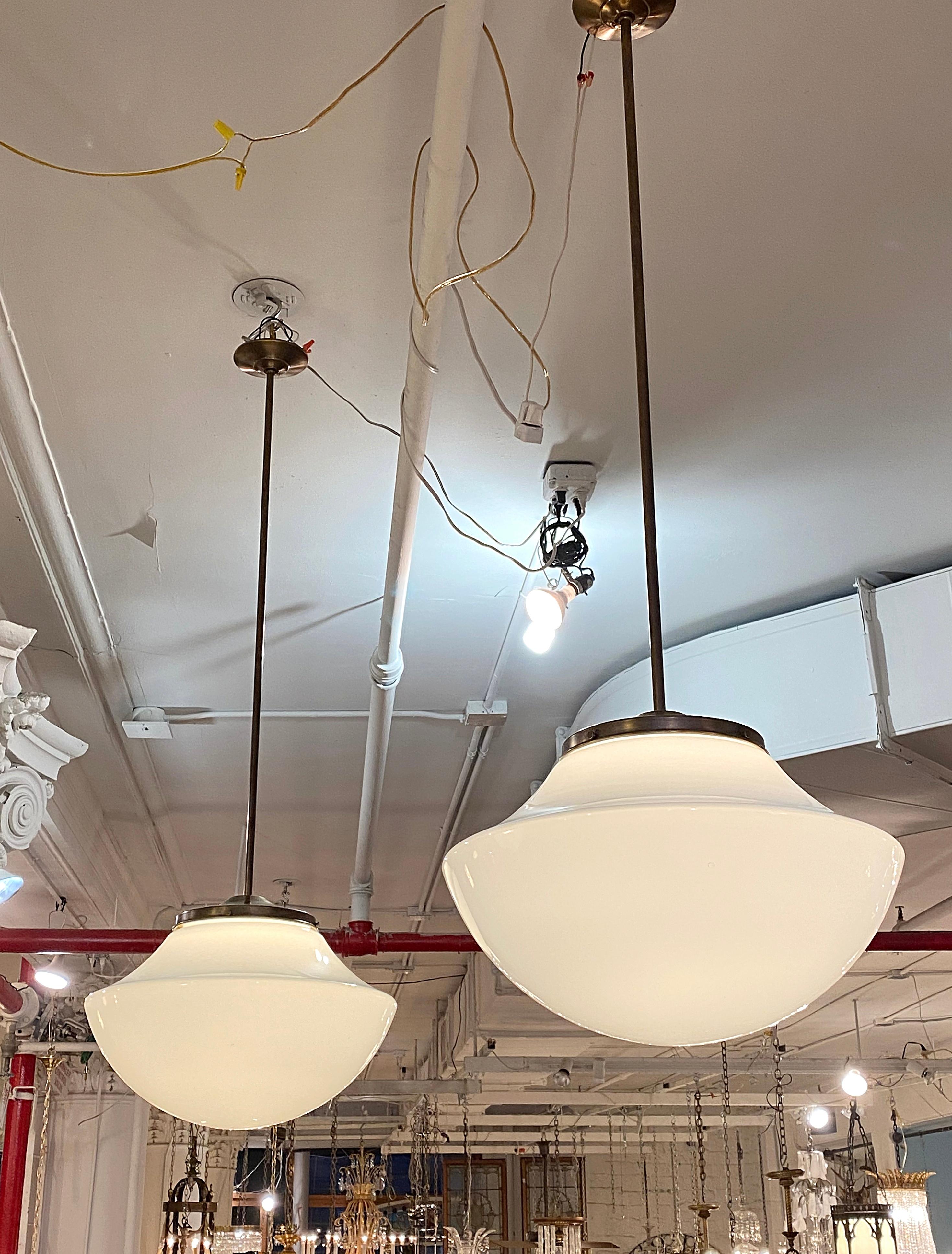 American 1930s Mushroom School House Pendant Light