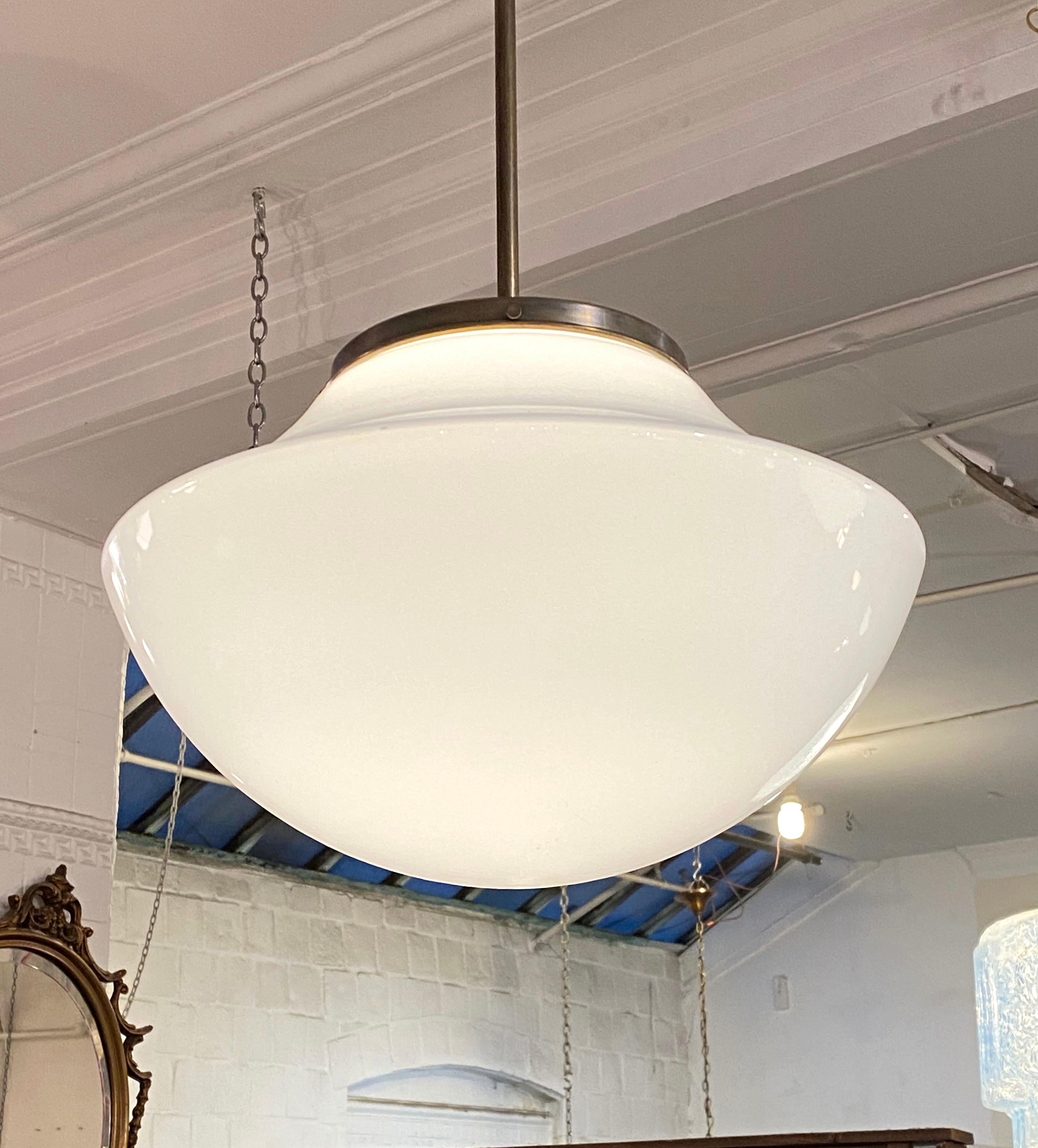 1930s Mushroom School House Pendant Light In Good Condition In New York, NY