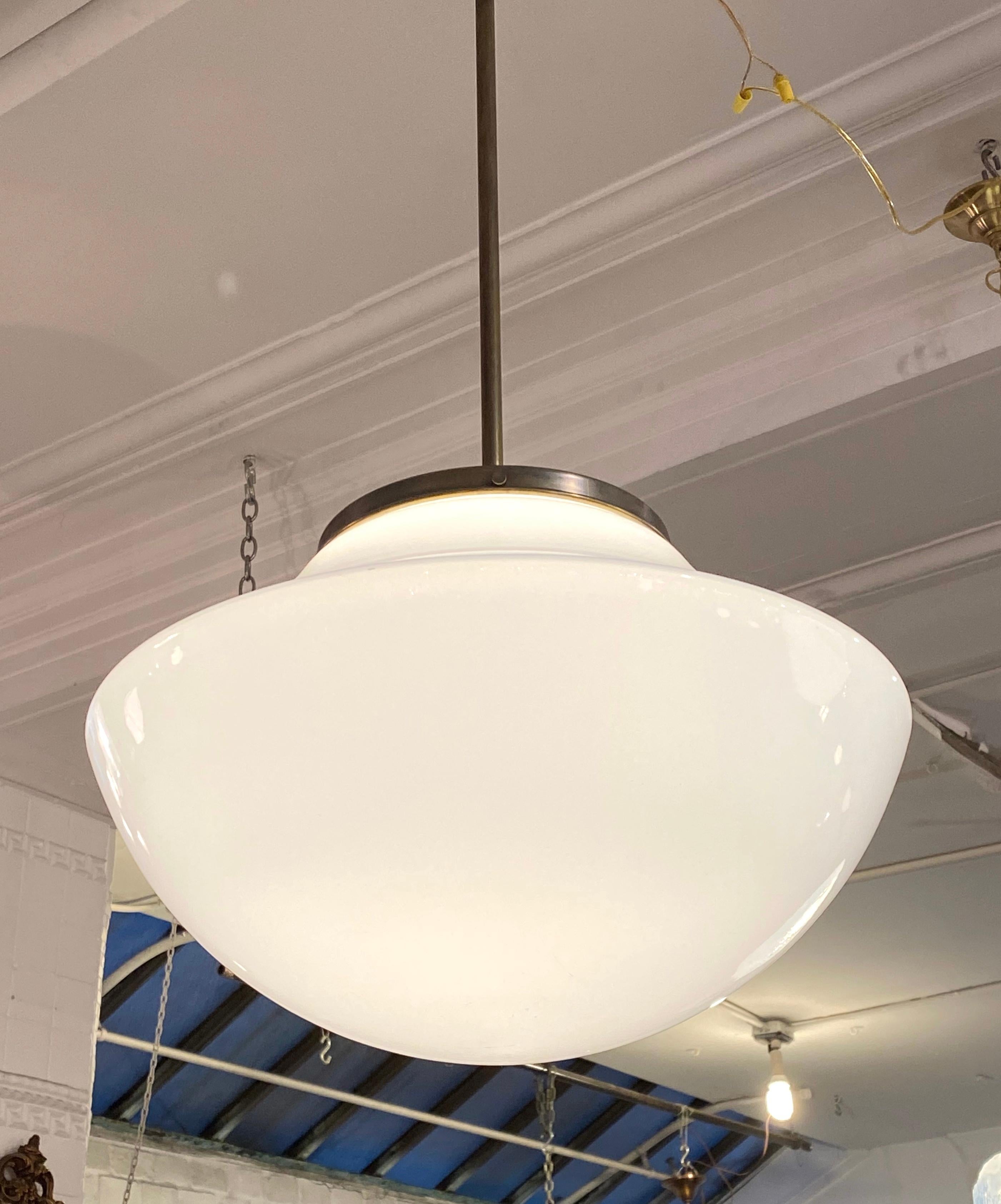 Mid-20th Century 1930s Mushroom School House Pendant Light