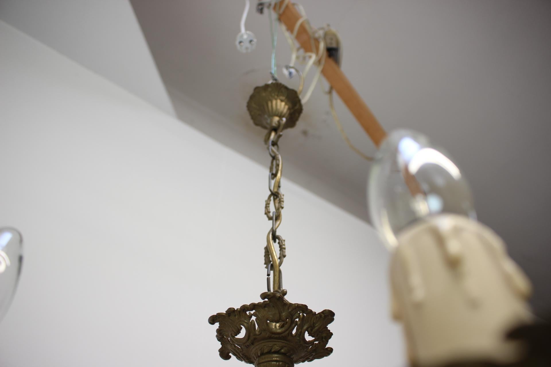 Mid-20th Century 1930s Large Art Deco Chandelier, Czechoslovakia For Sale