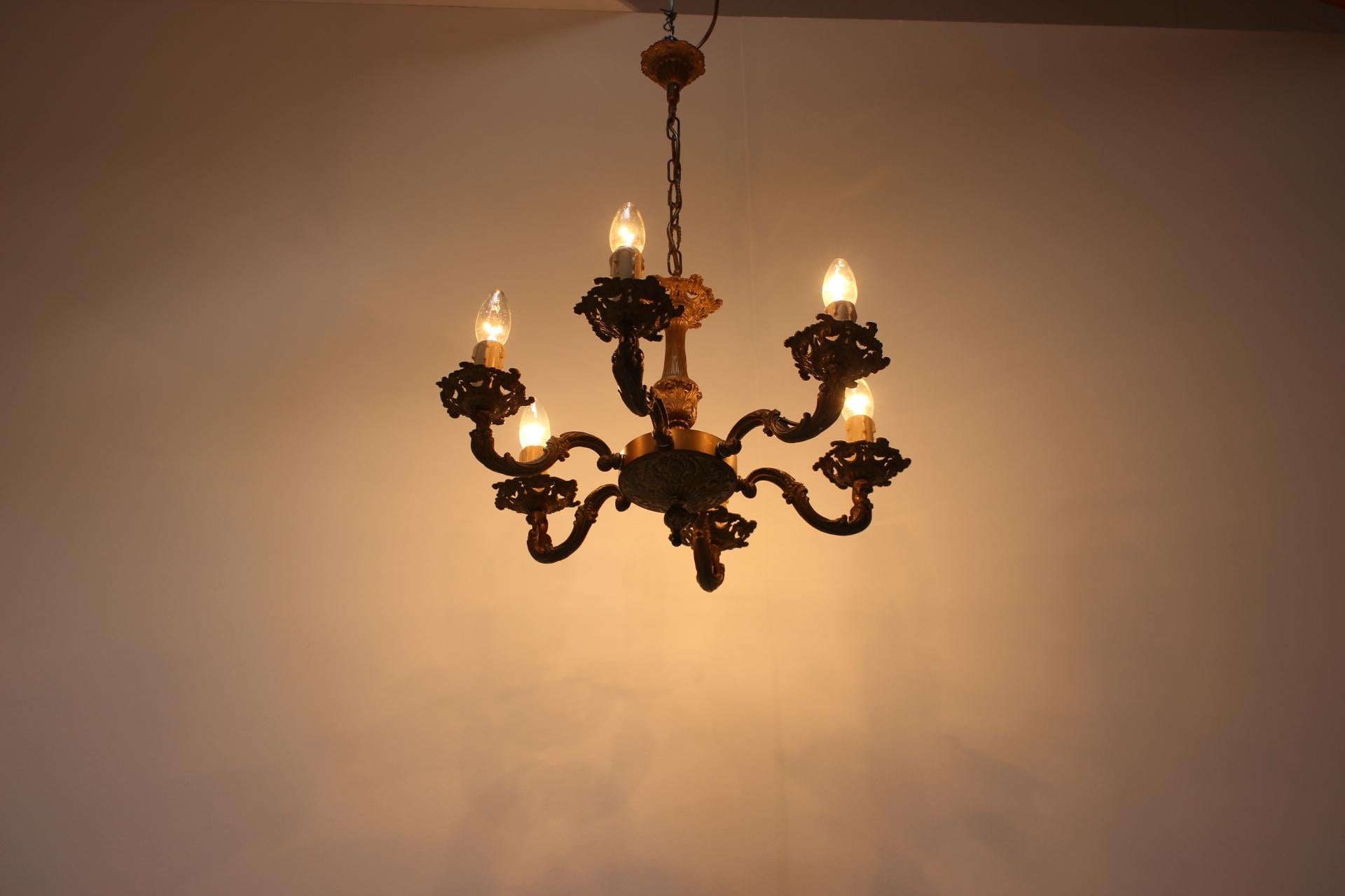 1930s Large Art Deco Chandelier, Czechoslovakia For Sale 1