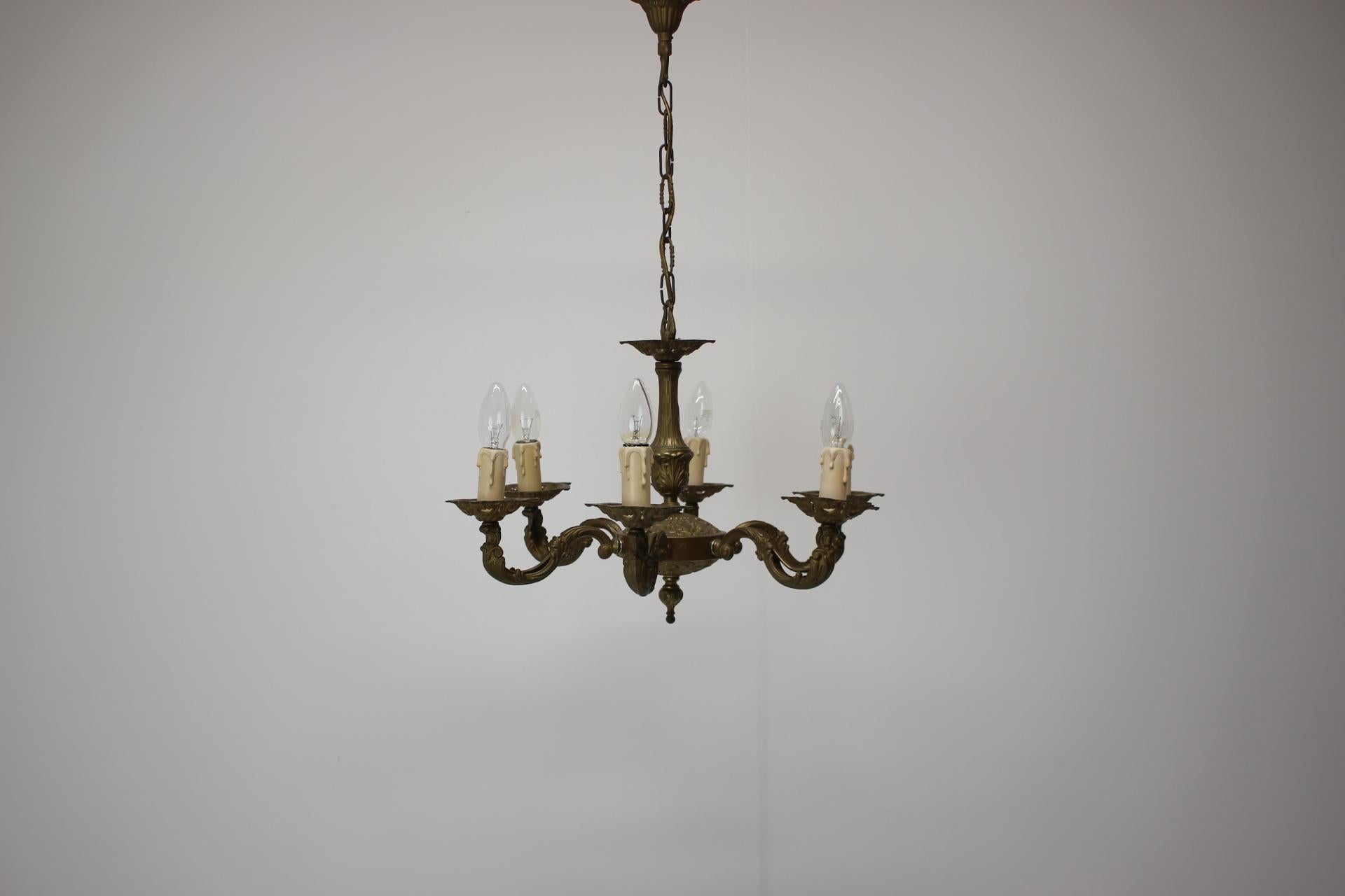 1930s Large Art Deco Chandelier, Czechoslovakia For Sale 3