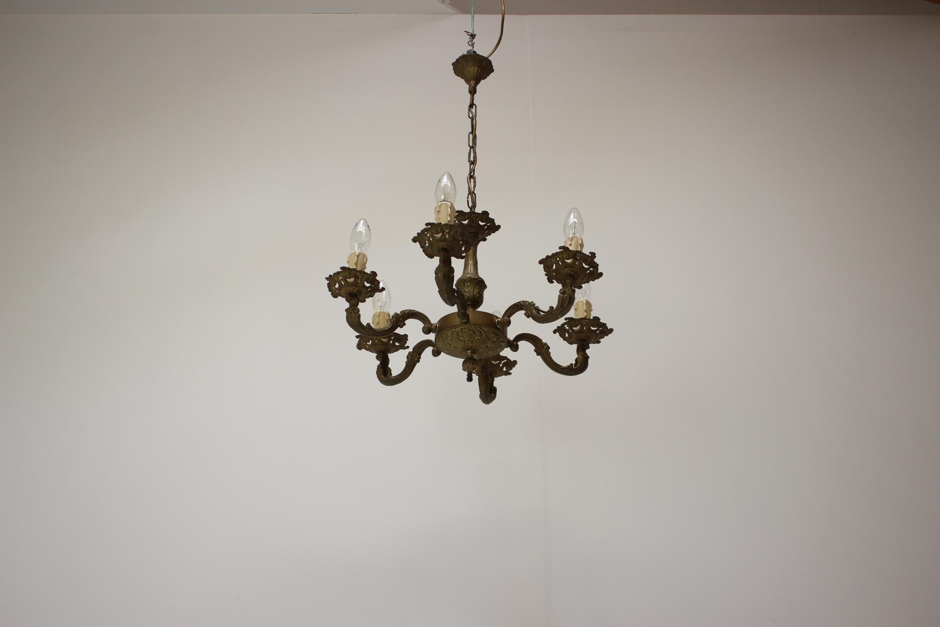 1930s Large Art Deco Chandelier, Czechoslovakia For Sale 4