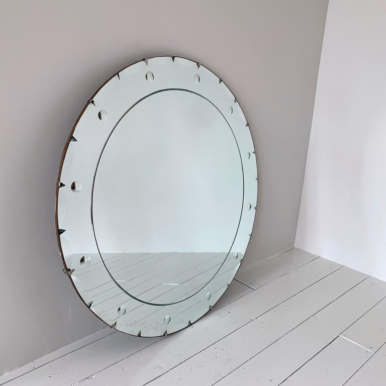 1930s Large Art Deco Circular Mirror