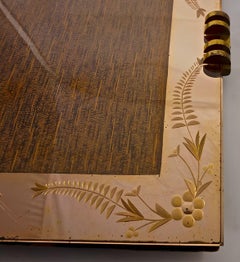 1930s Large Art Deco French Peach Mirrored Picture Frame