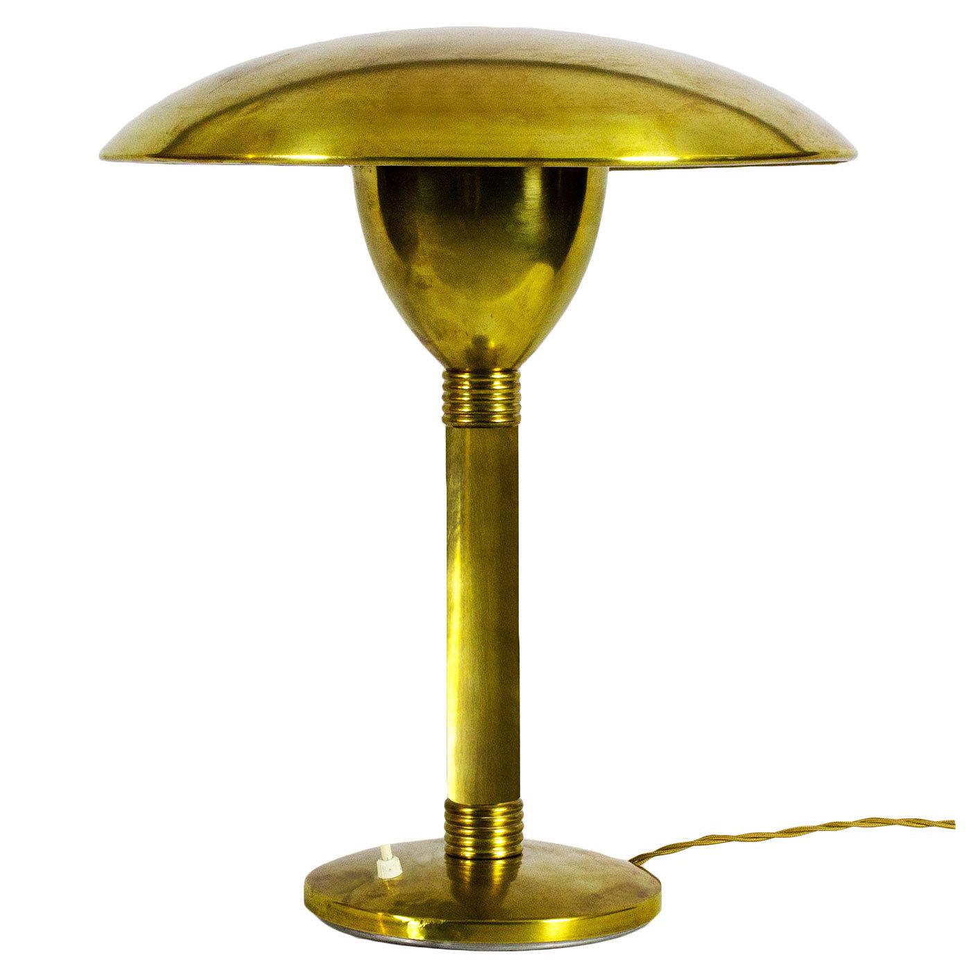1930er Jahre Große Art Deco Tisch- oder Schreibtischlampe, Messing und elfenbeinfarbener Lack - Italien