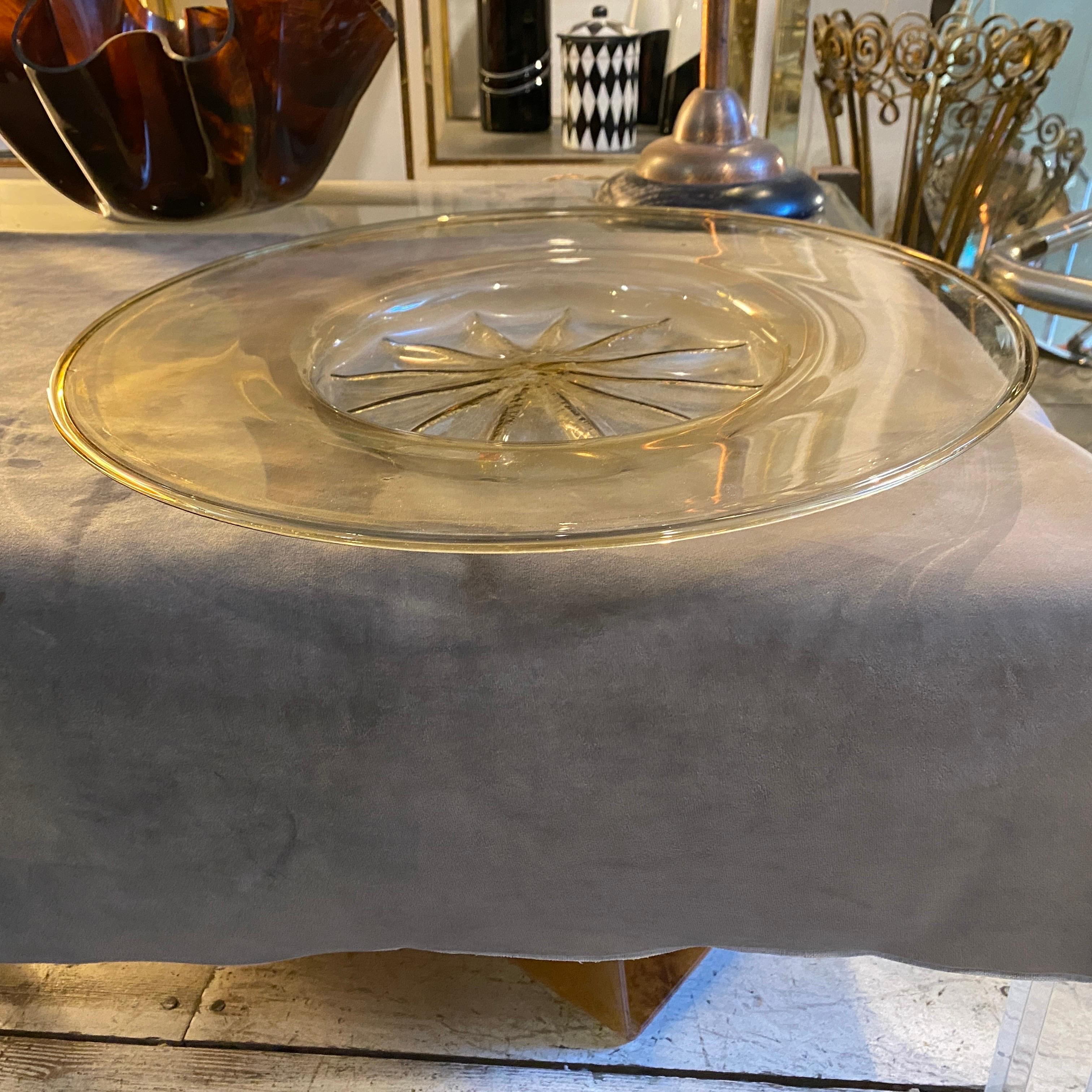 1930s Large Blown Gold Murano Glass Plate by Vittorio Zecchin for Venini  7