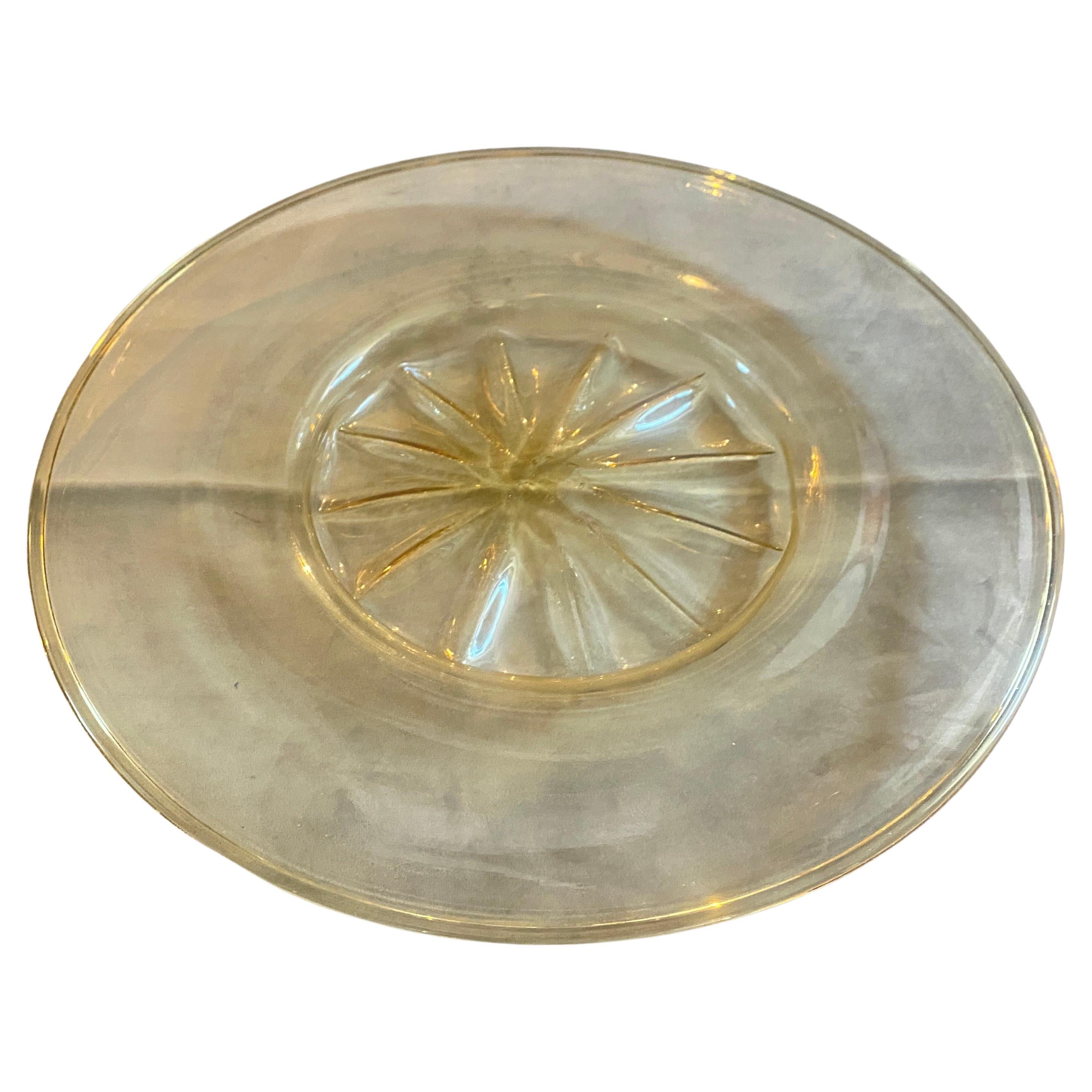 Mid-Century Modern Grande assiette en verre de Murano soufflé doré des années 1930 de Vittorio Zecchin pour Venini 
