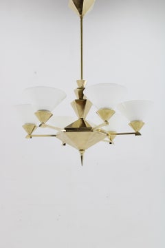 1930s Large Brass  Chandelier By Anyz , Czechoslovakia