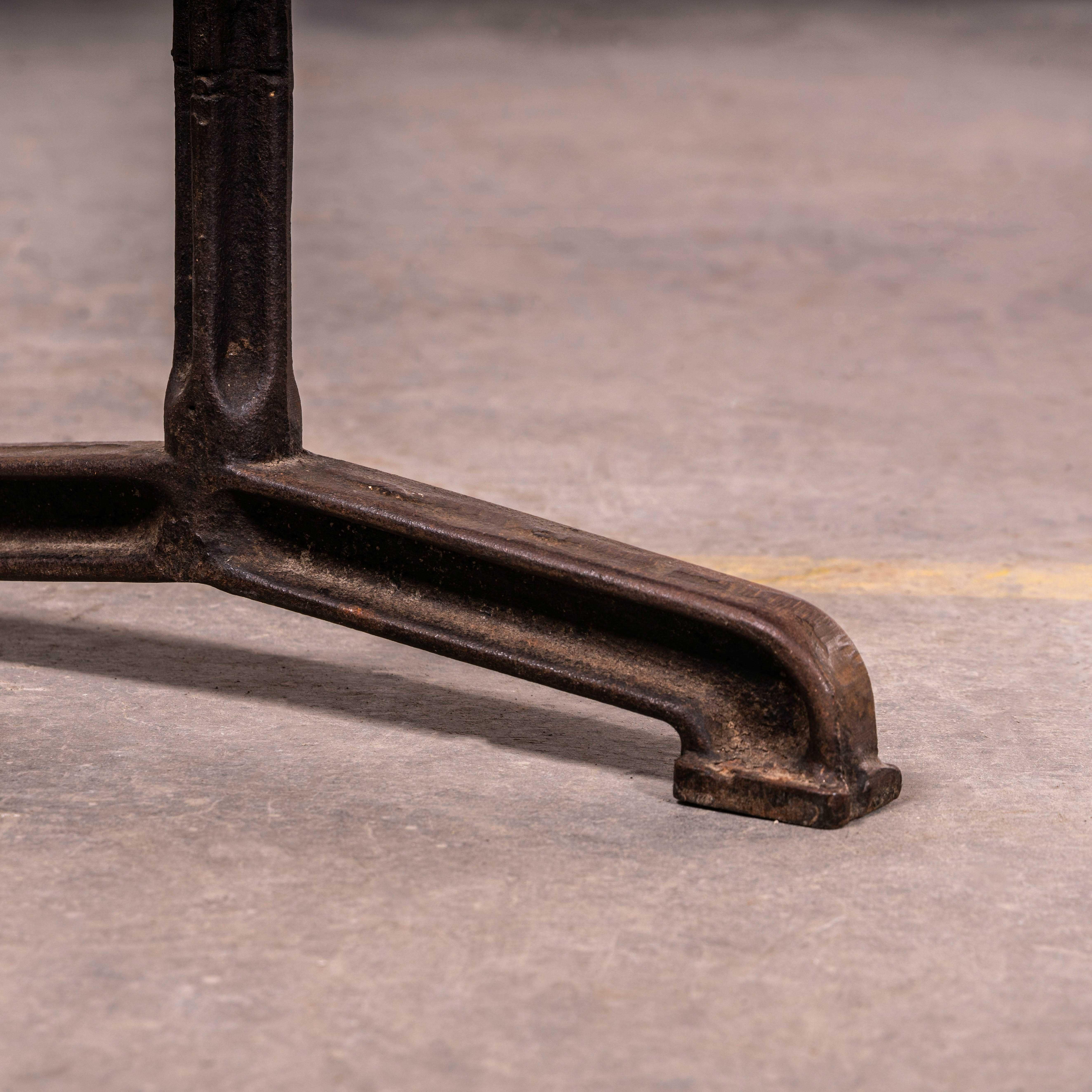 Iron 1930's Large French Cast Base Café Dining Table (3571) For Sale