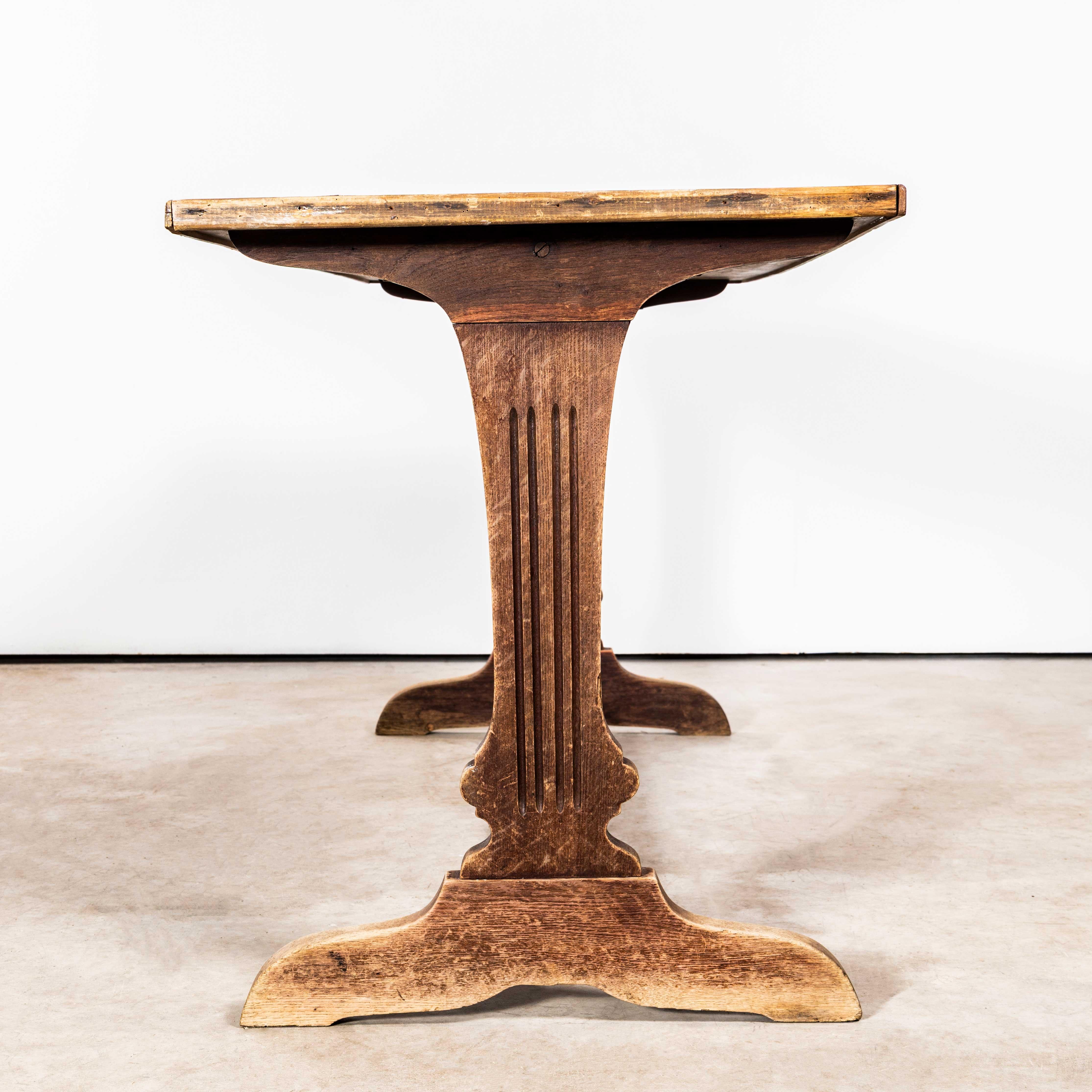 Oak 1930's Large French Tabac Rectangular Dining Table For Sale