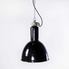 1930's Large Industrial Black Enamel Bauhaus Ceiling Pendant Lamp