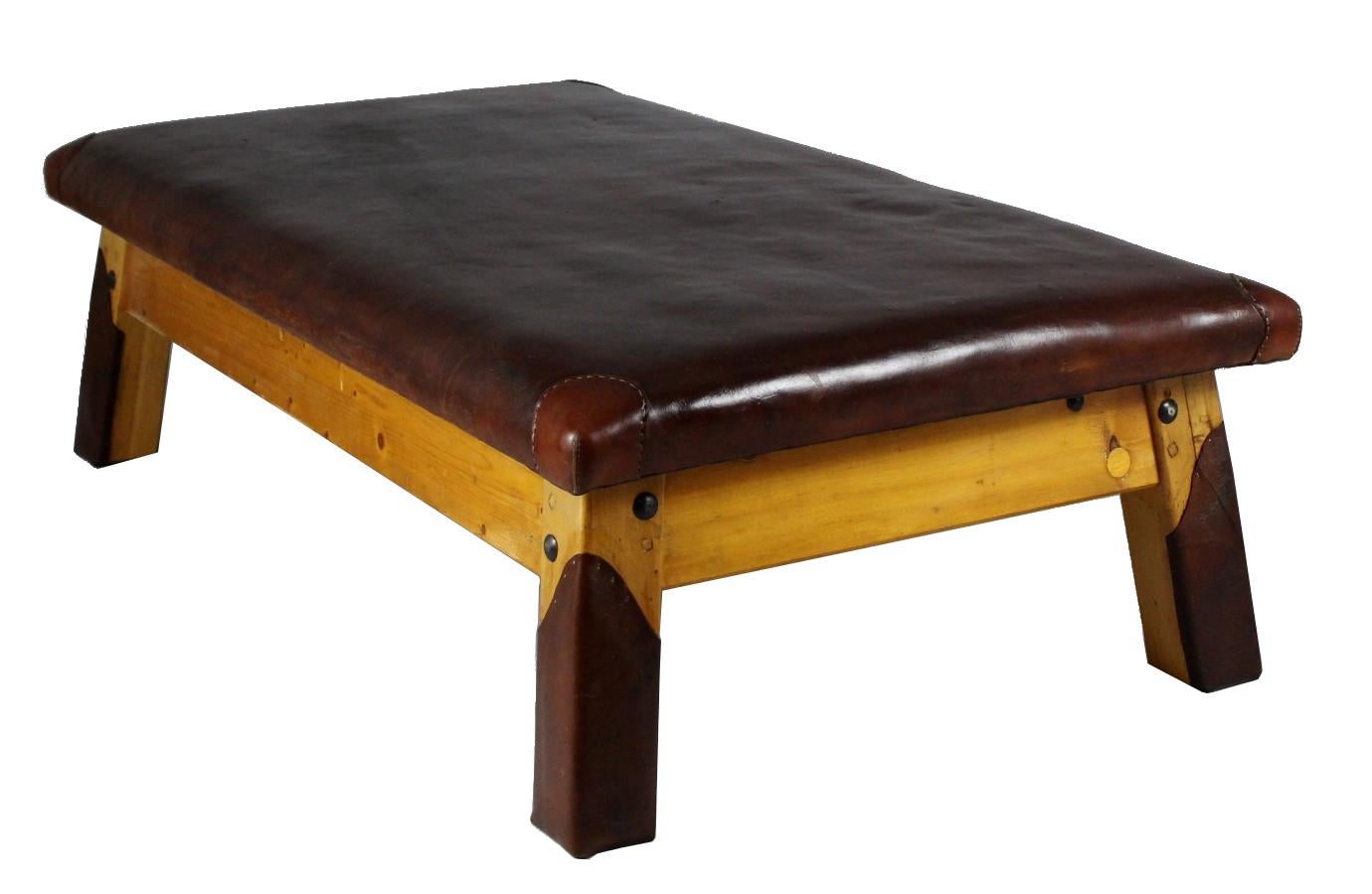 20th Century 1930s Large Leather Gym Table/Daybed
