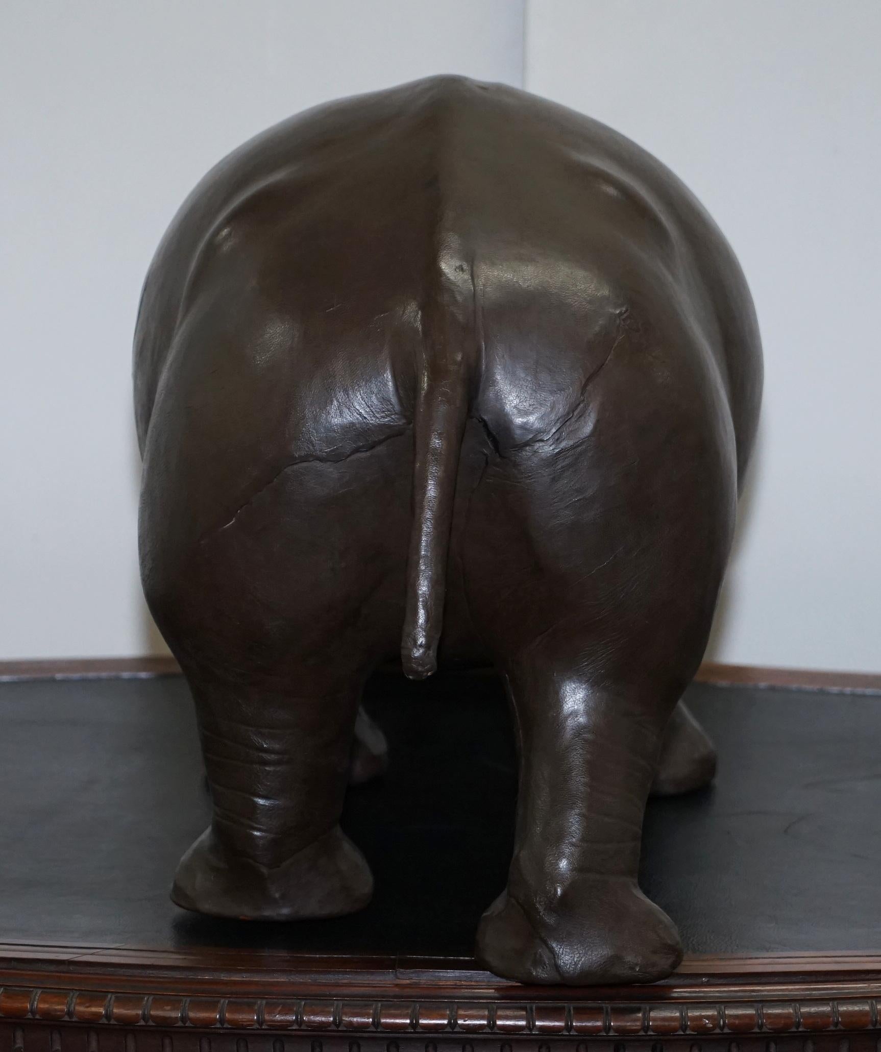 1930's Large Liberty's London Omersa Brown Leather Hippopotamus Footstool Stool 1