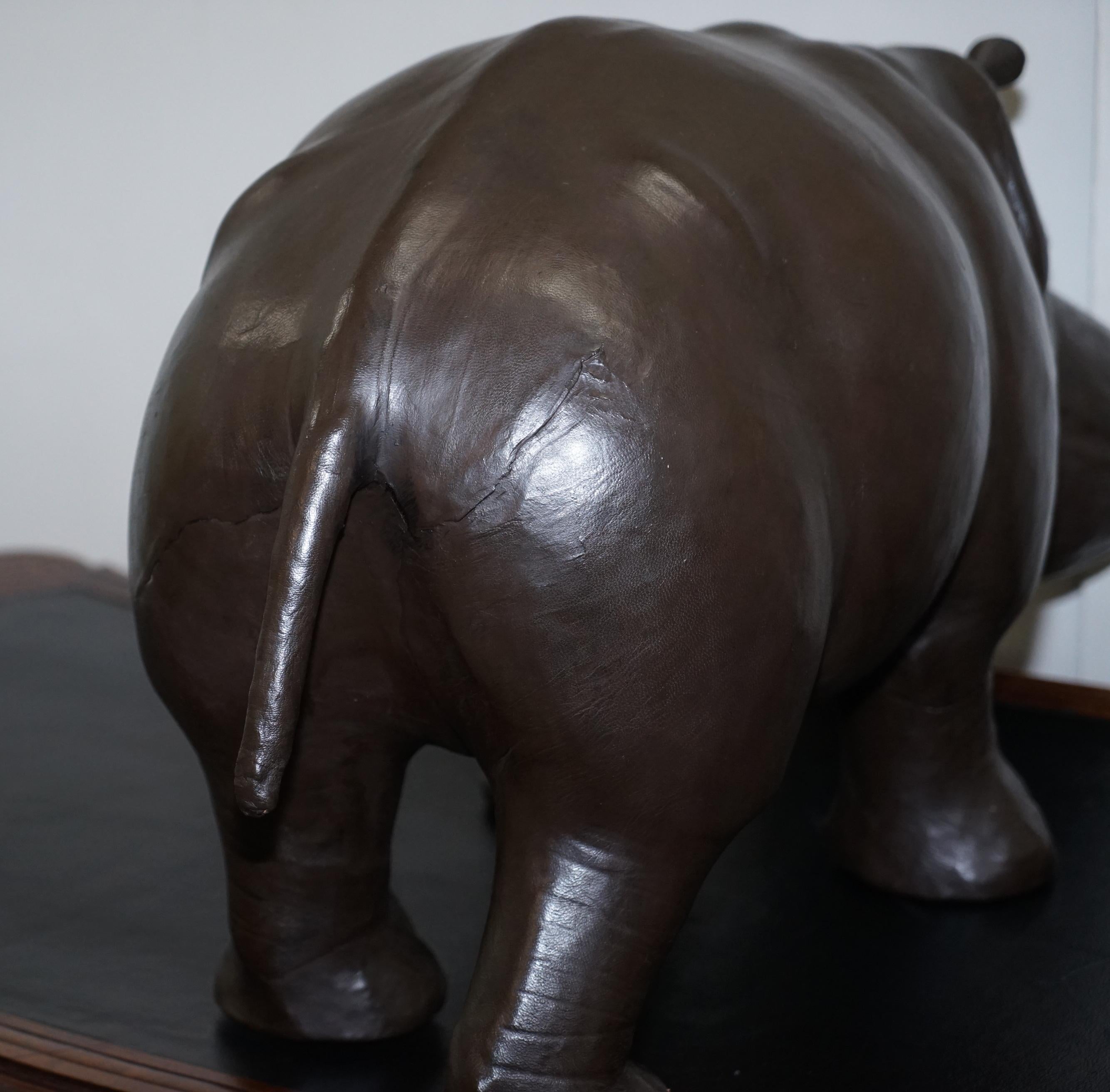 1930's Large Liberty's London Omersa Brown Leather Hippopotamus Footstool Stool 2