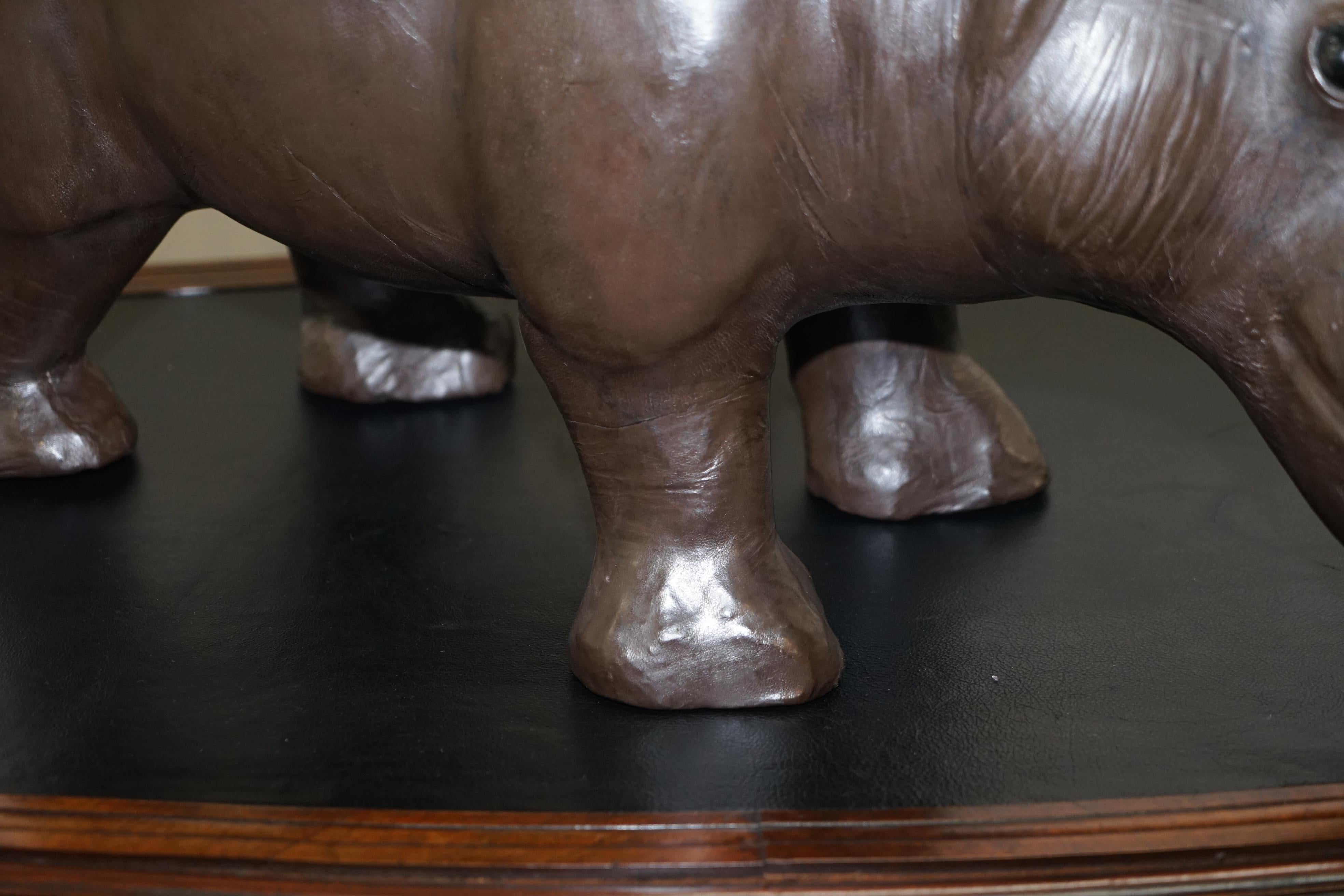 Art Deco 1930's Large Liberty's London Omersa Brown Leather Hippopotamus Footstool Stool