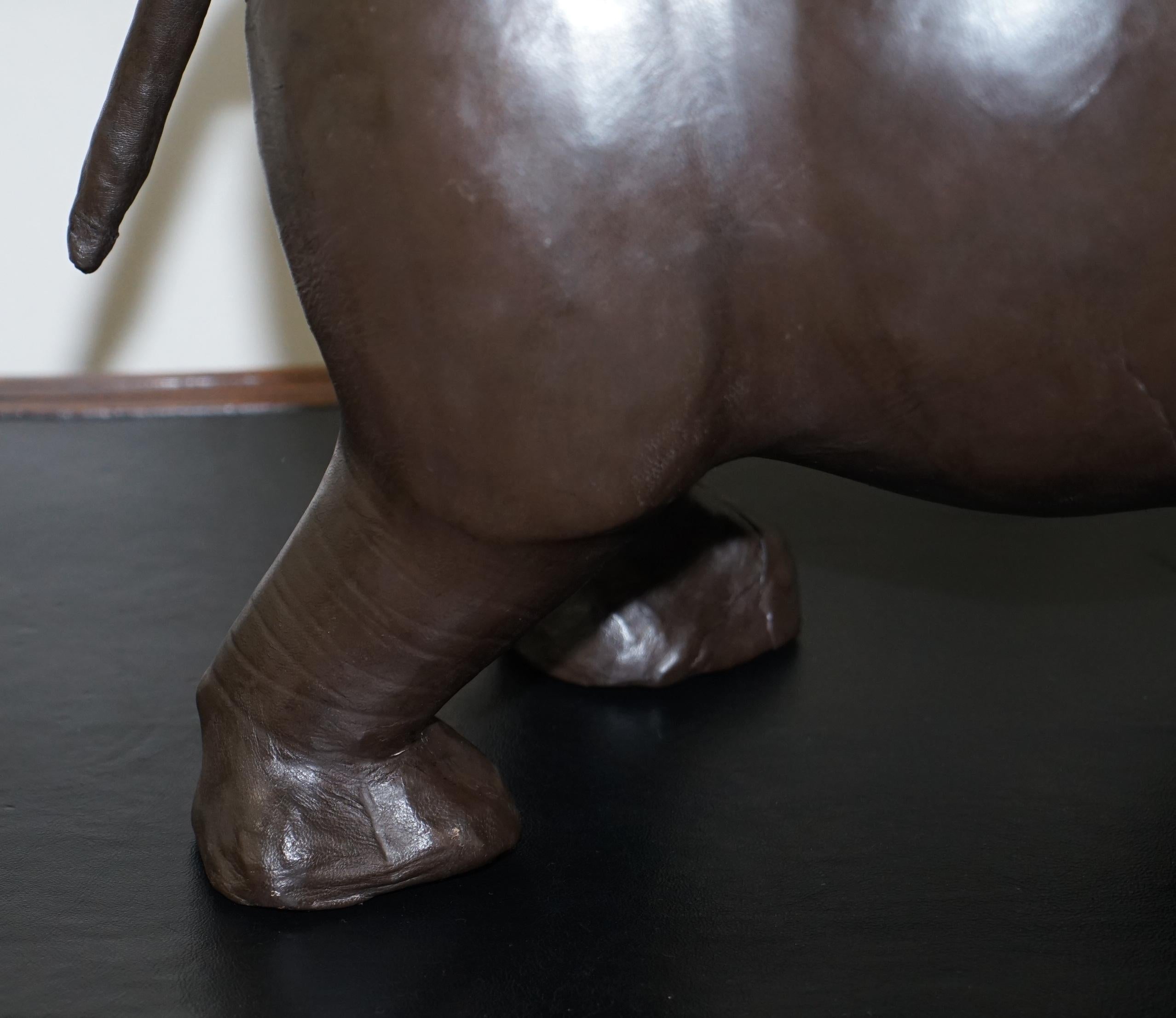 Mid-20th Century 1930's Large Liberty's London Omersa Brown Leather Hippopotamus Footstool Stool