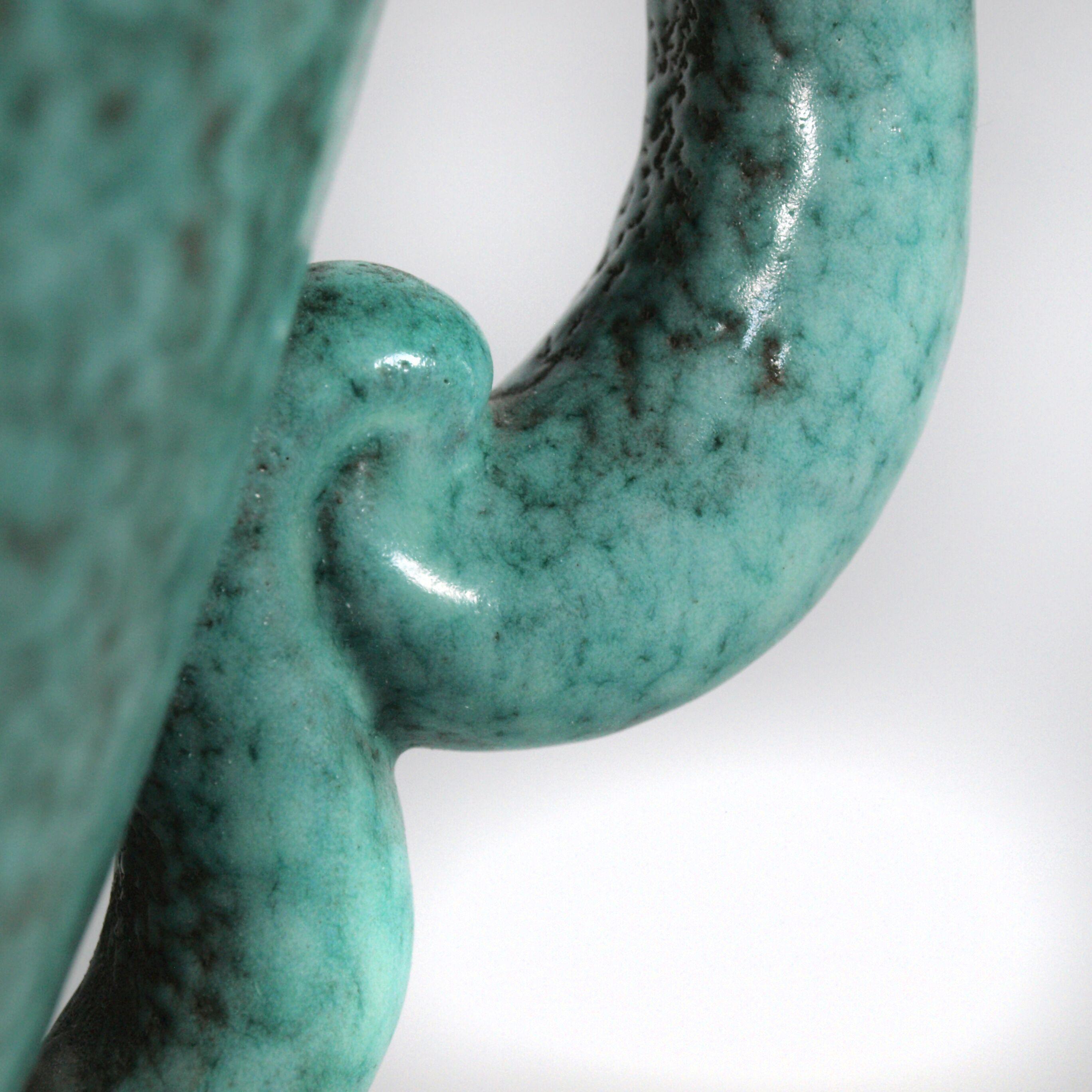 Grand vase turquoise de Marcel Noverraz des années 1930 7