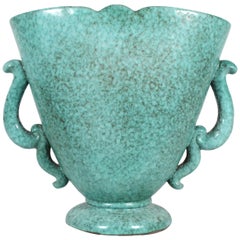 Grand vase turquoise de Marcel Noverraz des années 1930