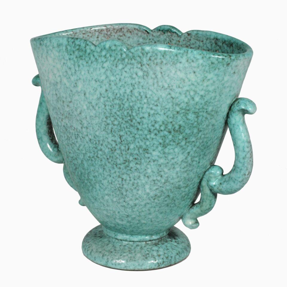 Art déco Grand vase turquoise de Marcel Noverraz des années 1930