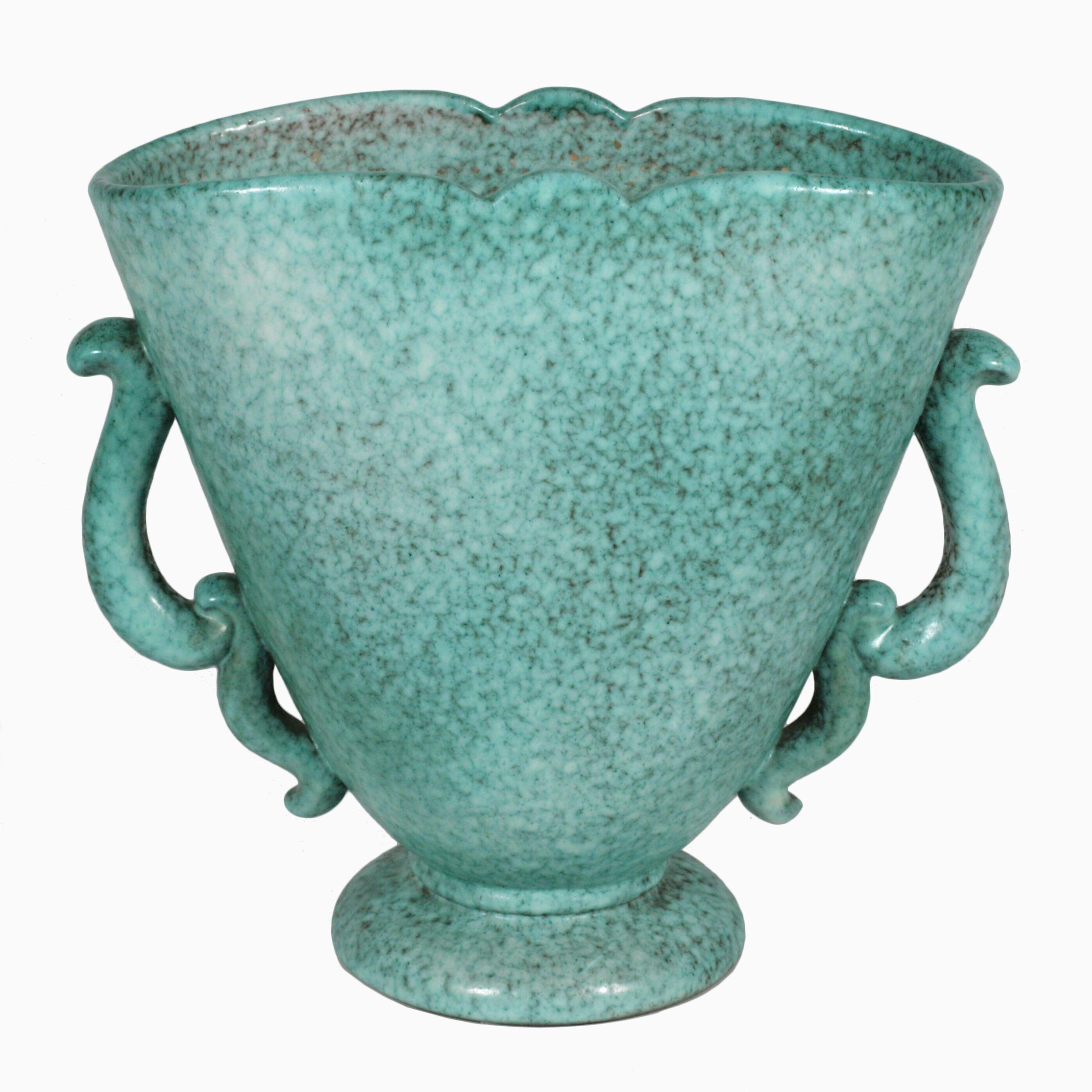 Français Grand vase turquoise de Marcel Noverraz des années 1930