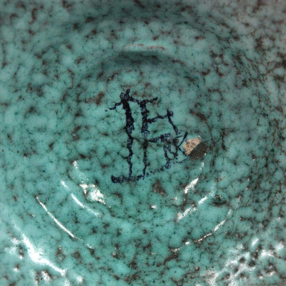 Céramique Grand vase turquoise de Marcel Noverraz des années 1930