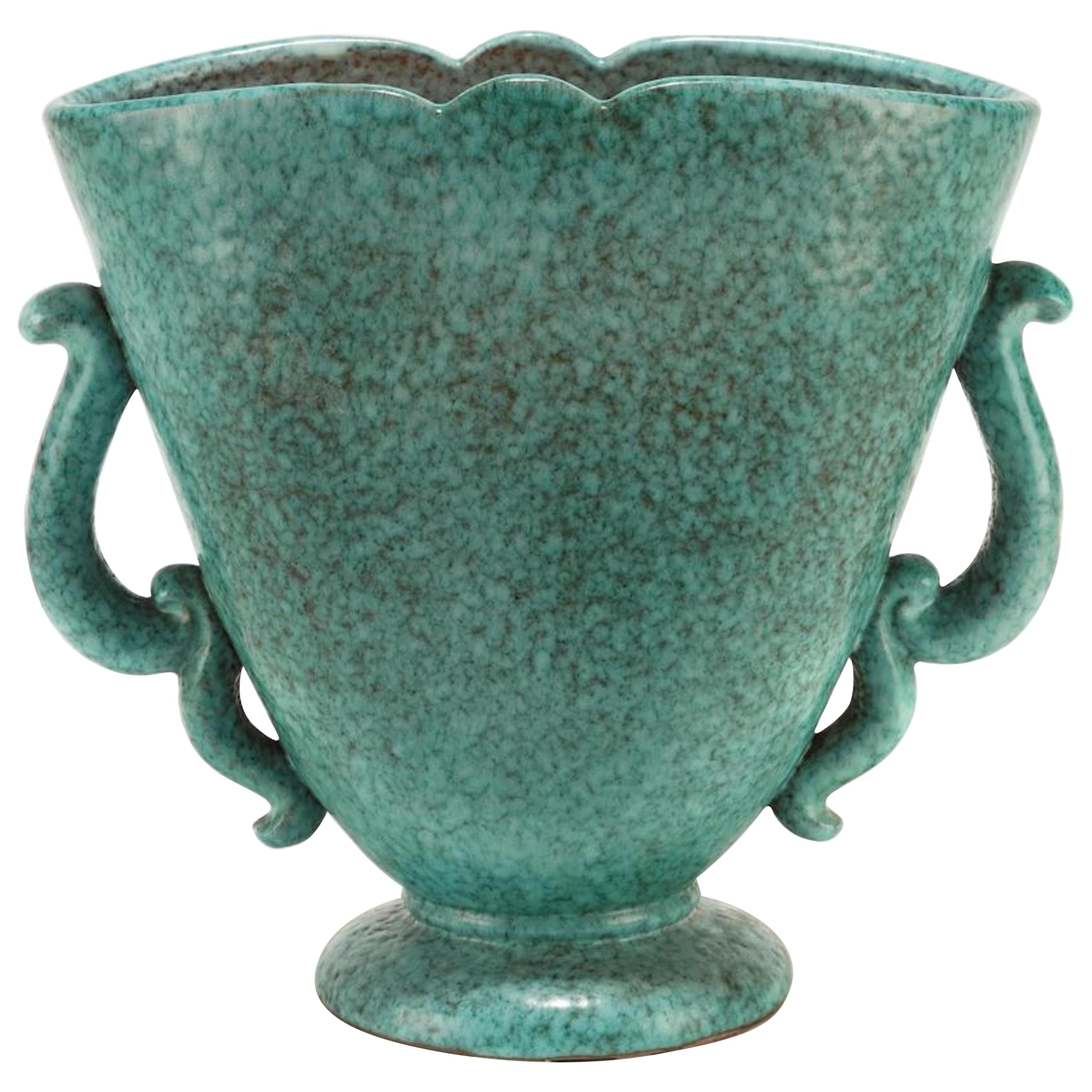 Grand vase turquoise de Marcel Noverraz des années 1930