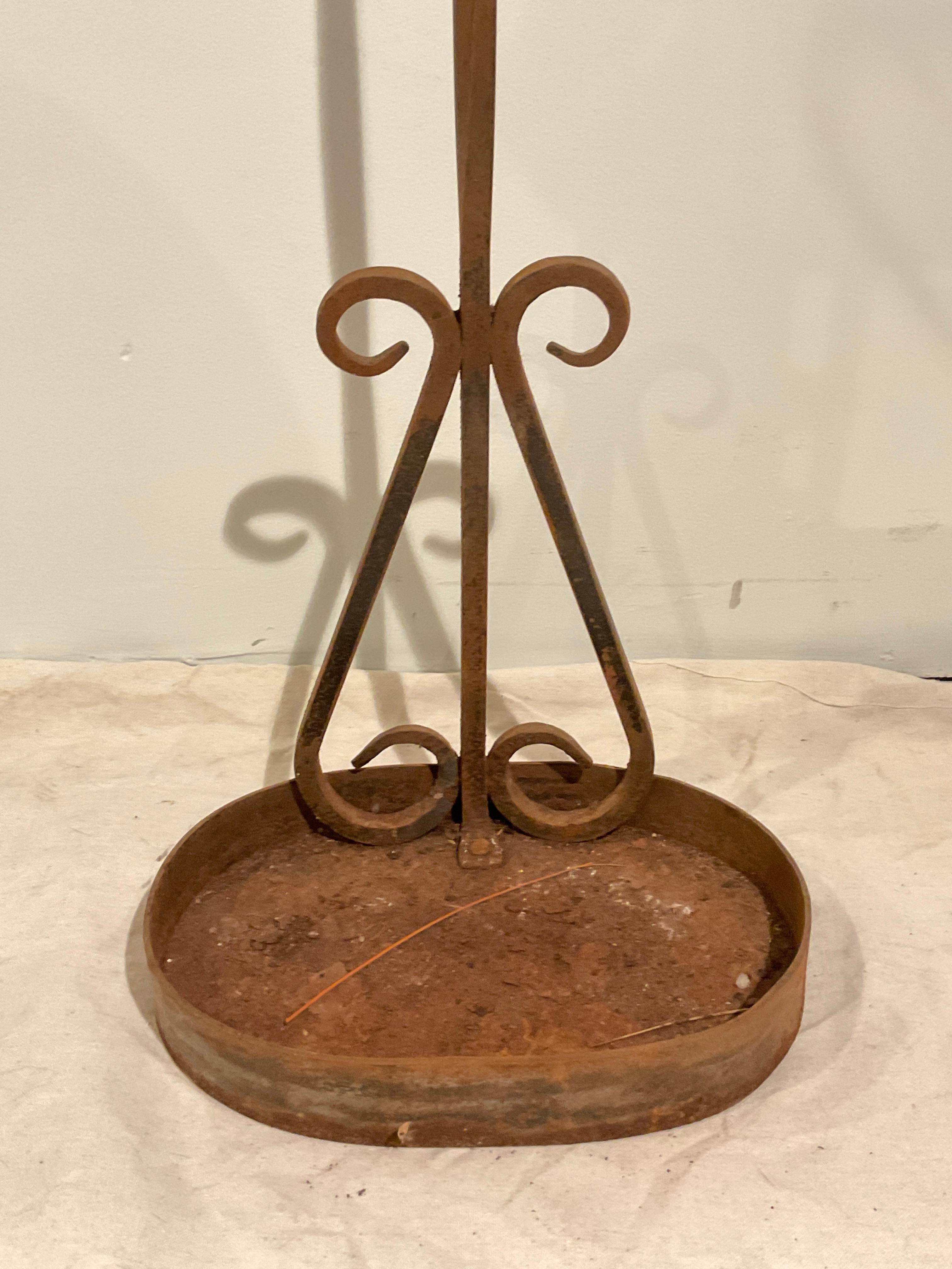 1930s Large Wrought Iron Fireplace Tool Set For Sale 3