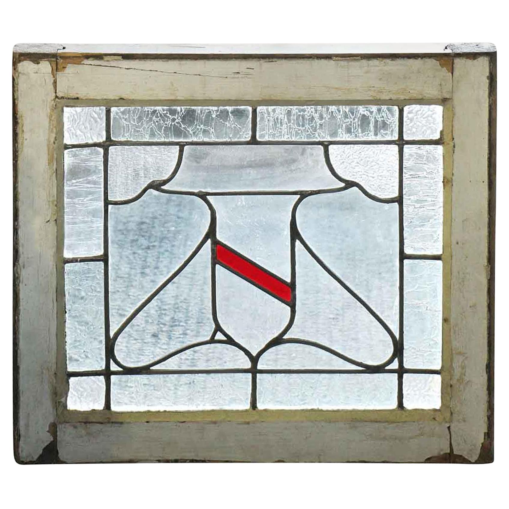 1930s Leaded Glass Window with Center Shield