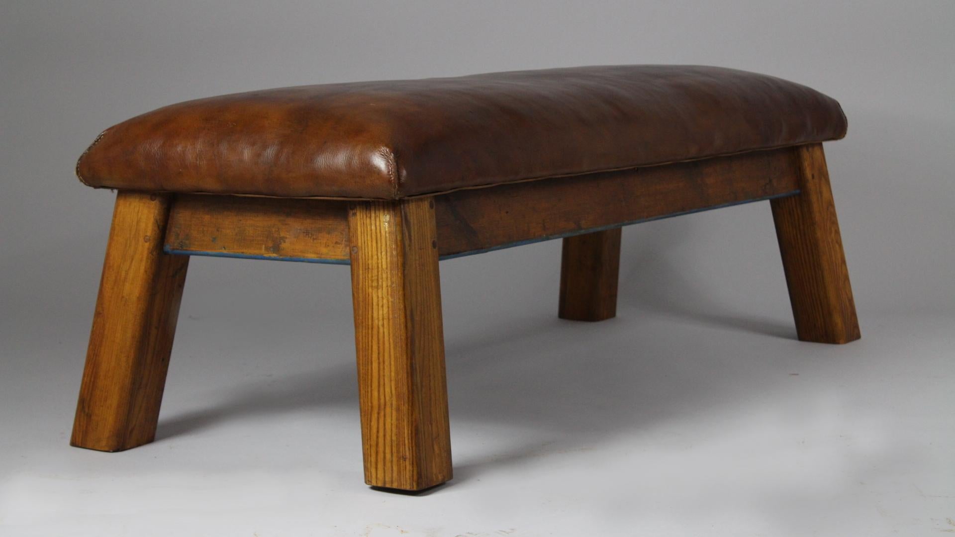 Mid-Century Modern 1930s Leather Gym Bench