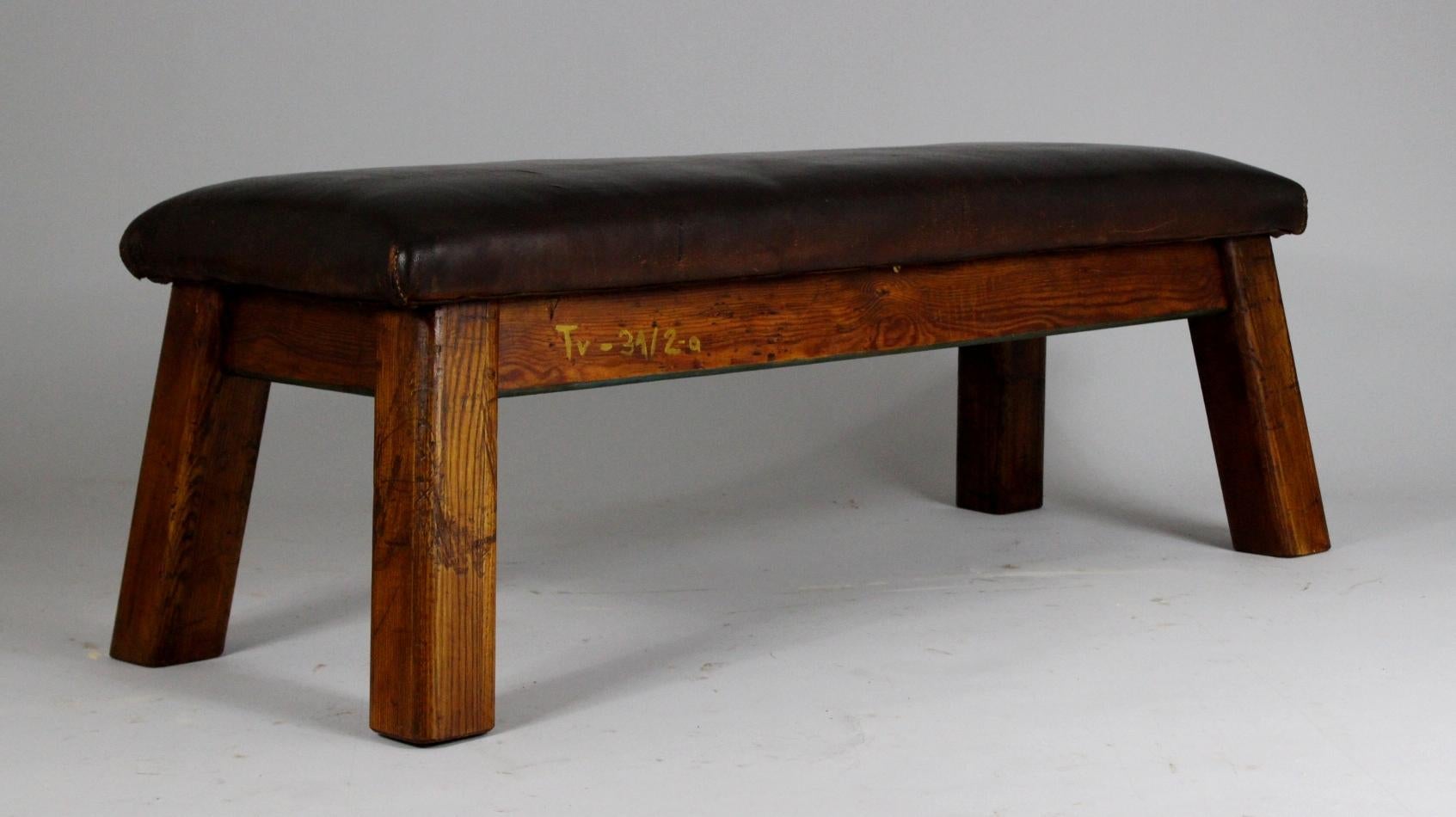 Mid-Century Modern 1930s Leather Gym Bench
