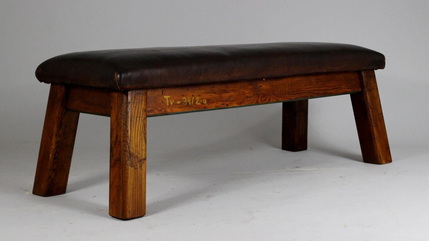 Mid-Century Modern 1930s Leather Gym Bench For Sale