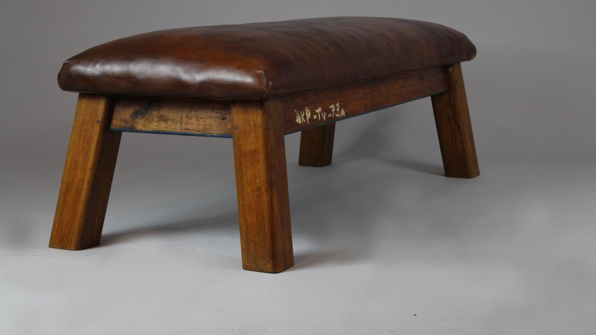 1930s Leather Gym Bench 2