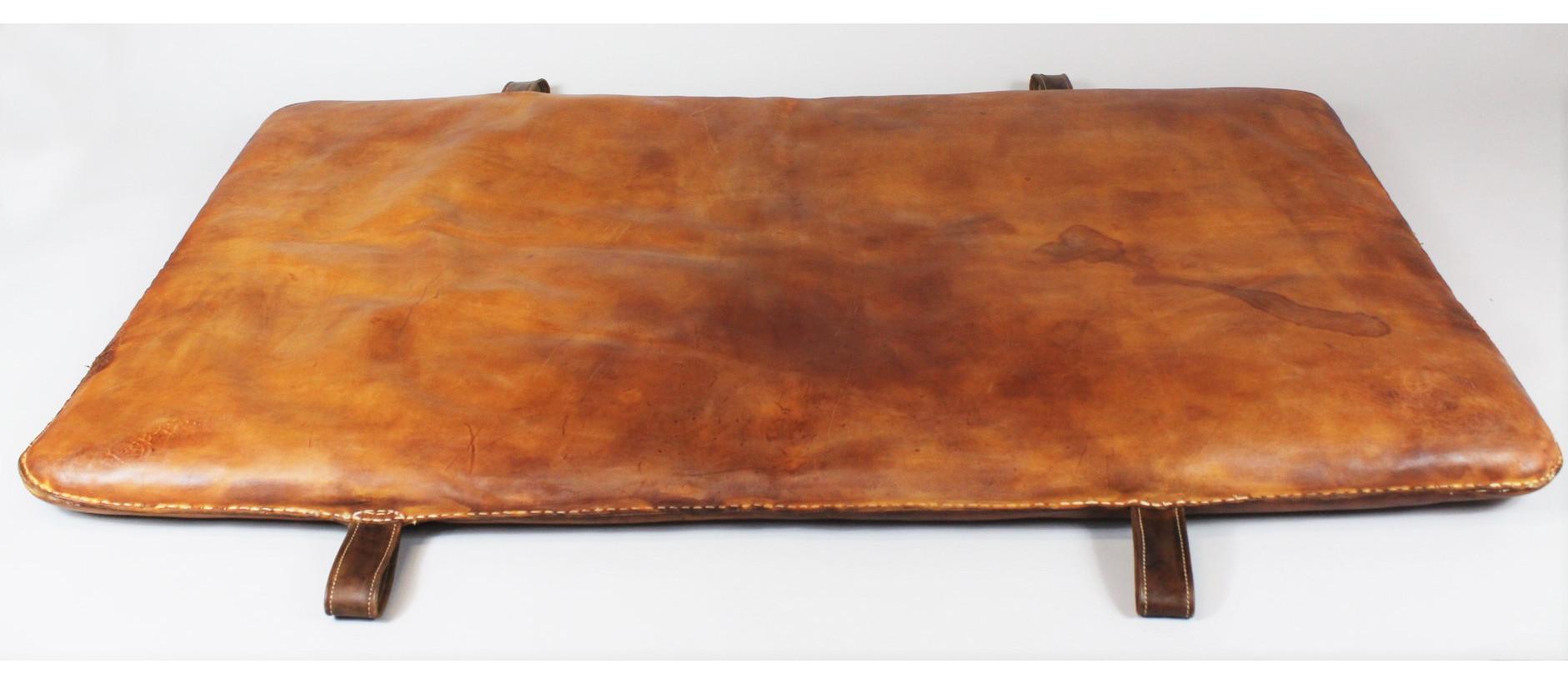 Leather gym mat from the 1930s. The mat is made from thick leather with nice patina.