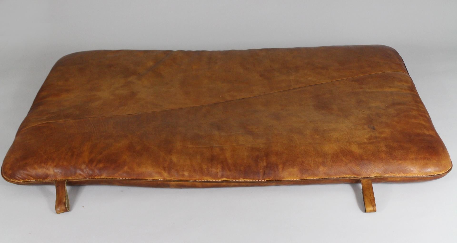 Leather gym mat from the 1930s. It is made from thick cow leather. Very good condition with patina.
