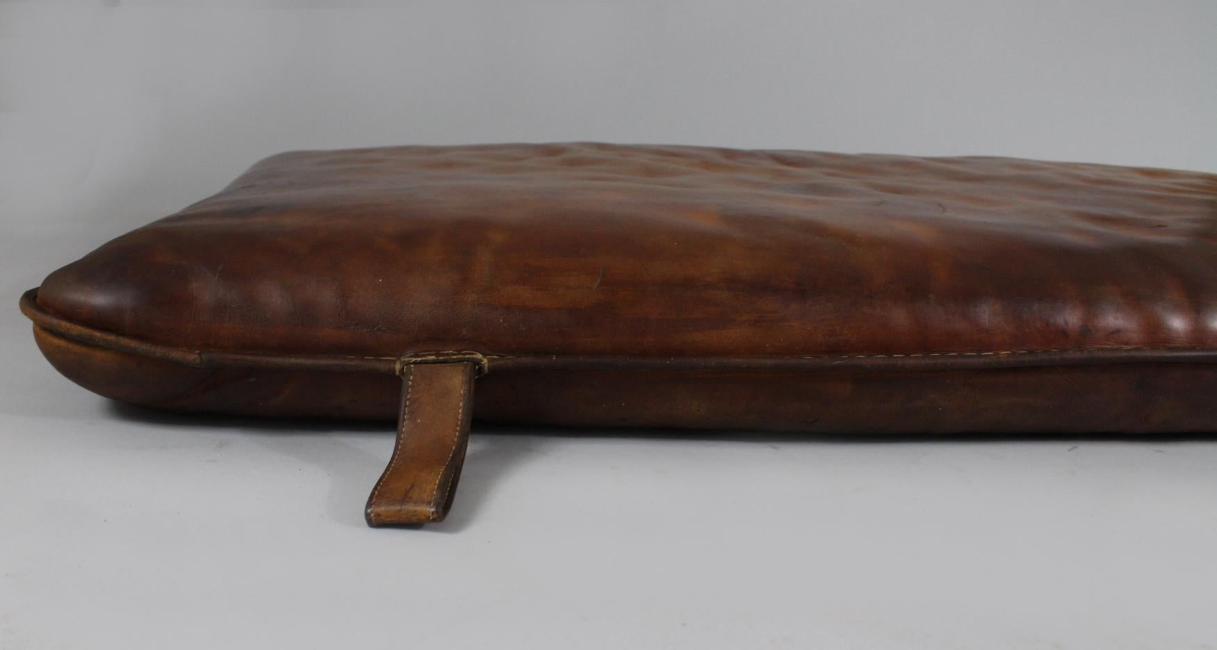 Leather gym mat from the 1930s. It is made from a very thick leather, good condition with patina.