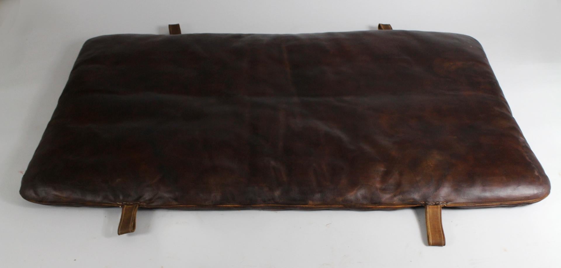 Leather gym mat from the 1930s. It is made from a very thick leather, good condition with patina.